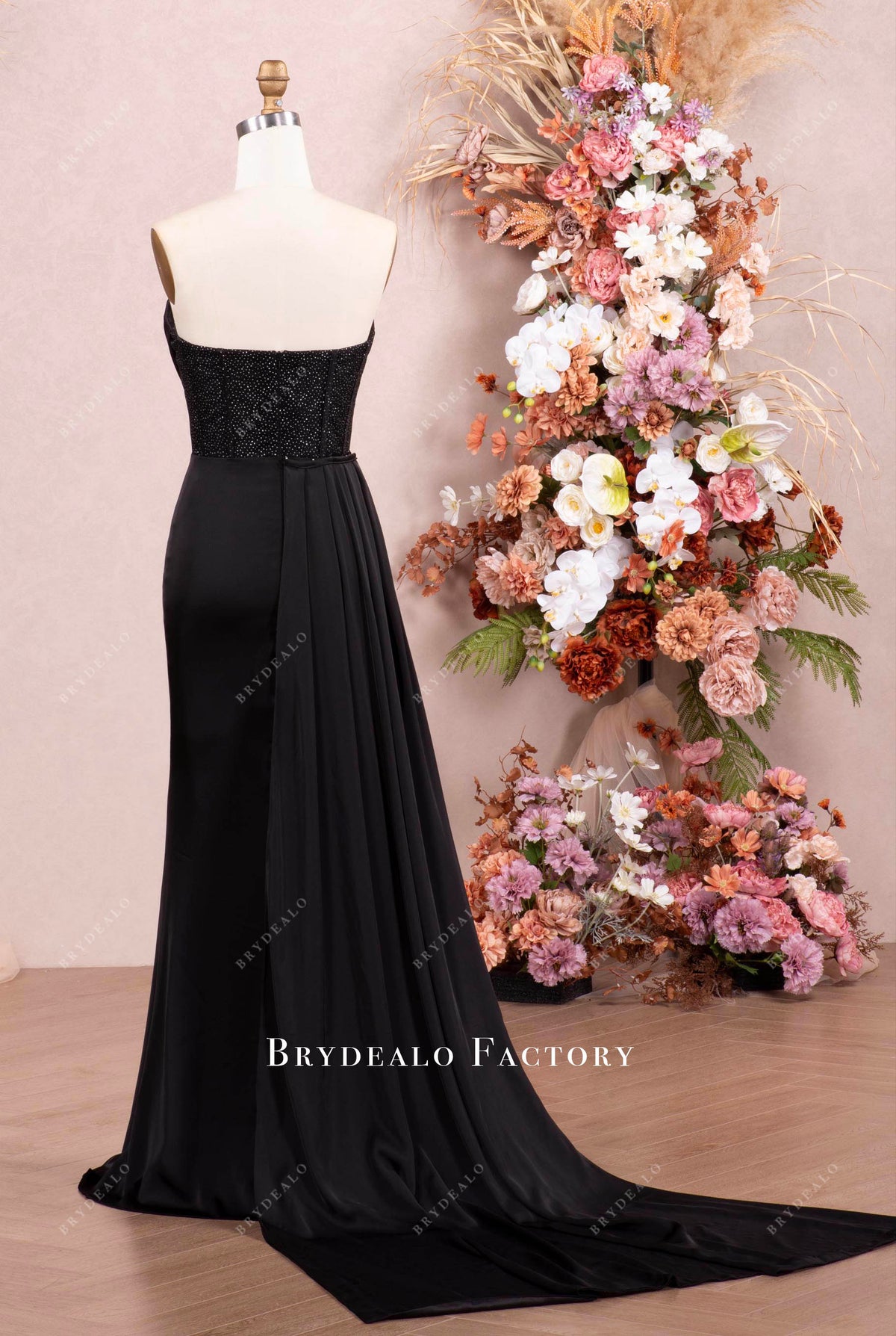 Chic Satin Print Sheath Evening Dress Backless Prom Dress cc1977