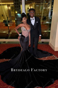 Nude Corset Black Trumpet Long Train Prom Dress