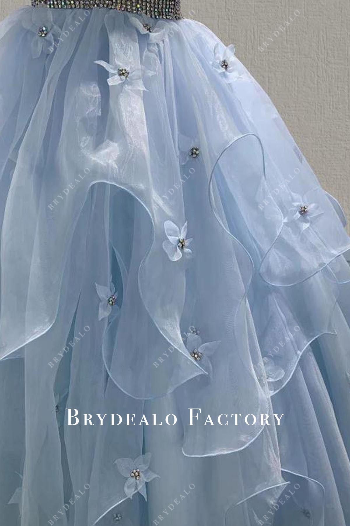 blue 3d floral appliques pageant dress 