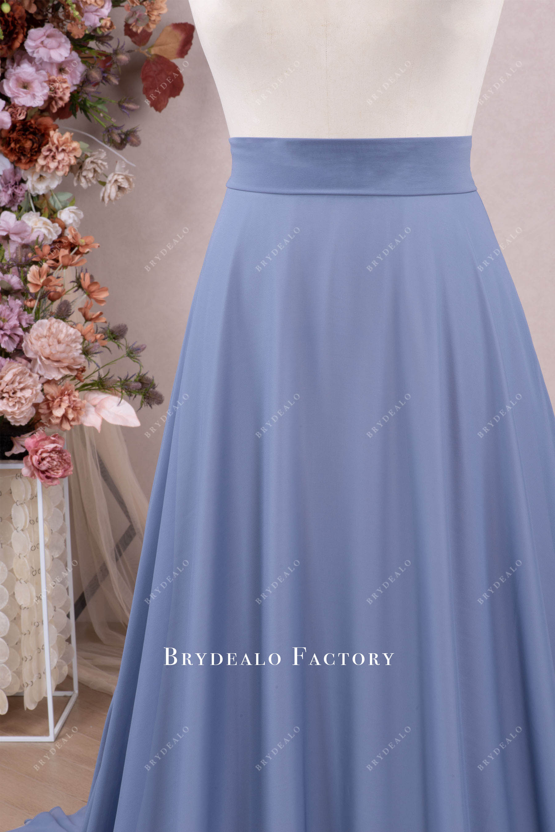 blue chiffon bridal skirt