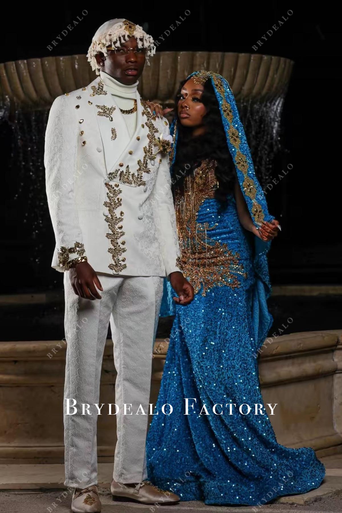 blue jay shawl prom dress