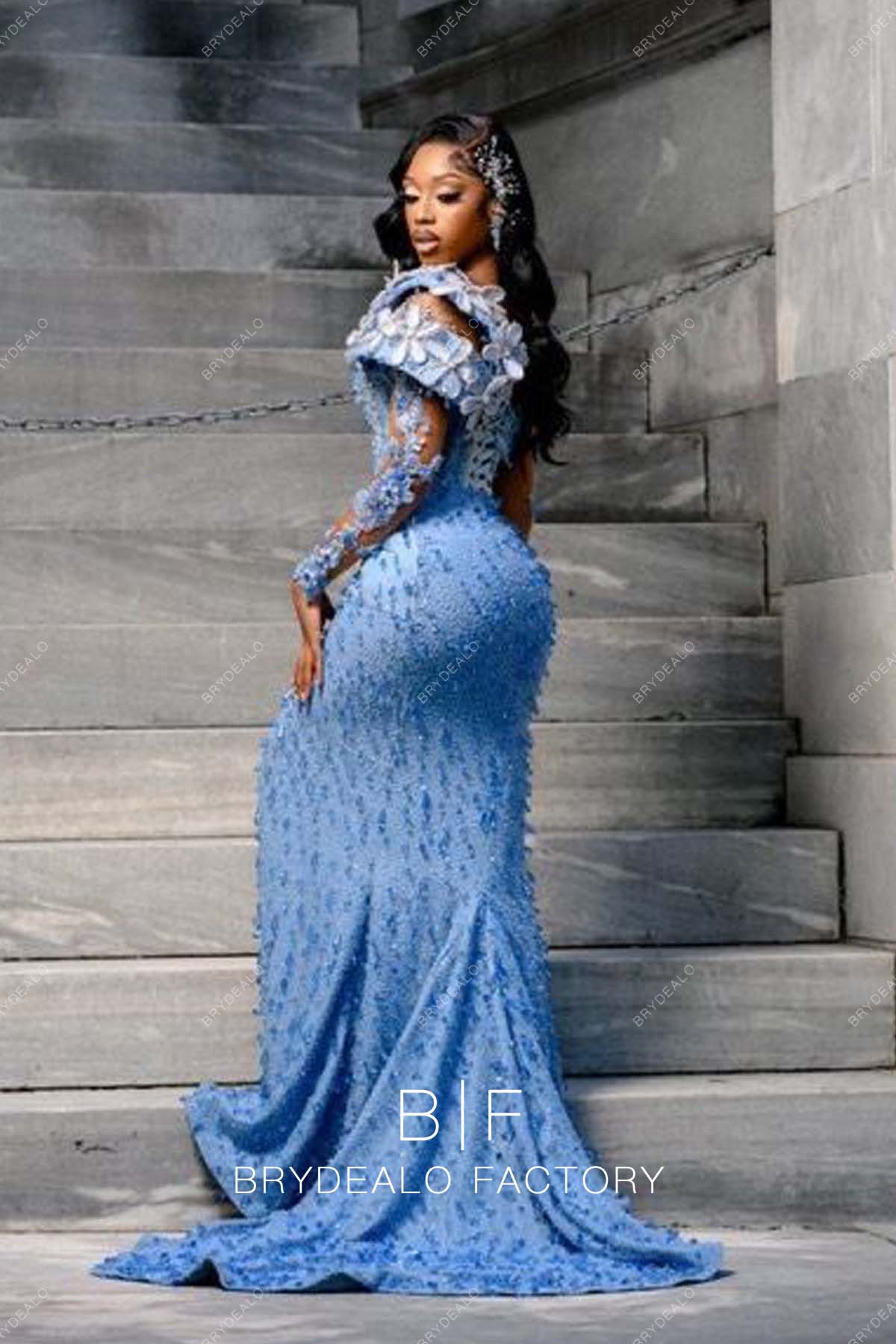 Sea blue gown sales
