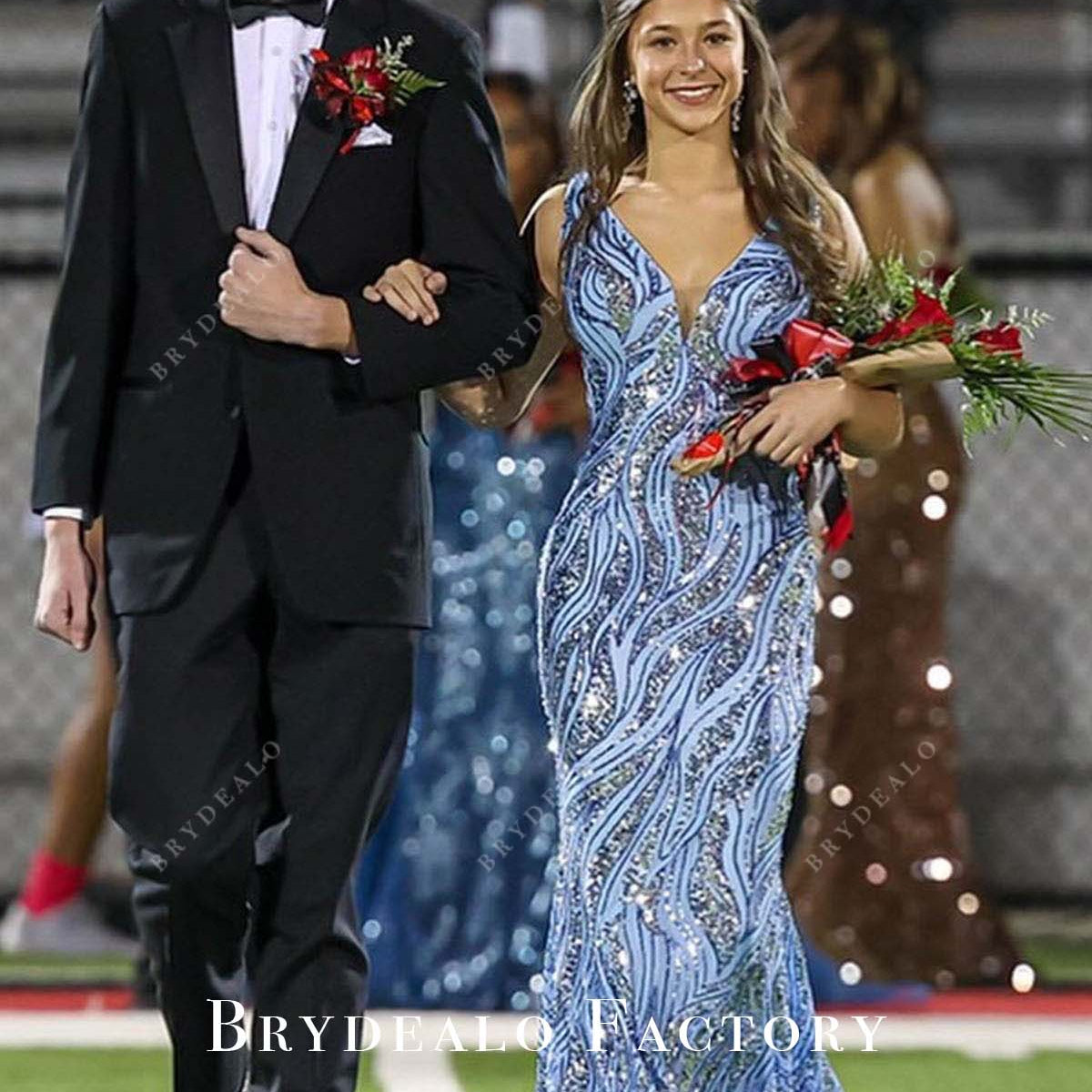 Sparkly Sequined Blue Mermaid Homecoming Dress