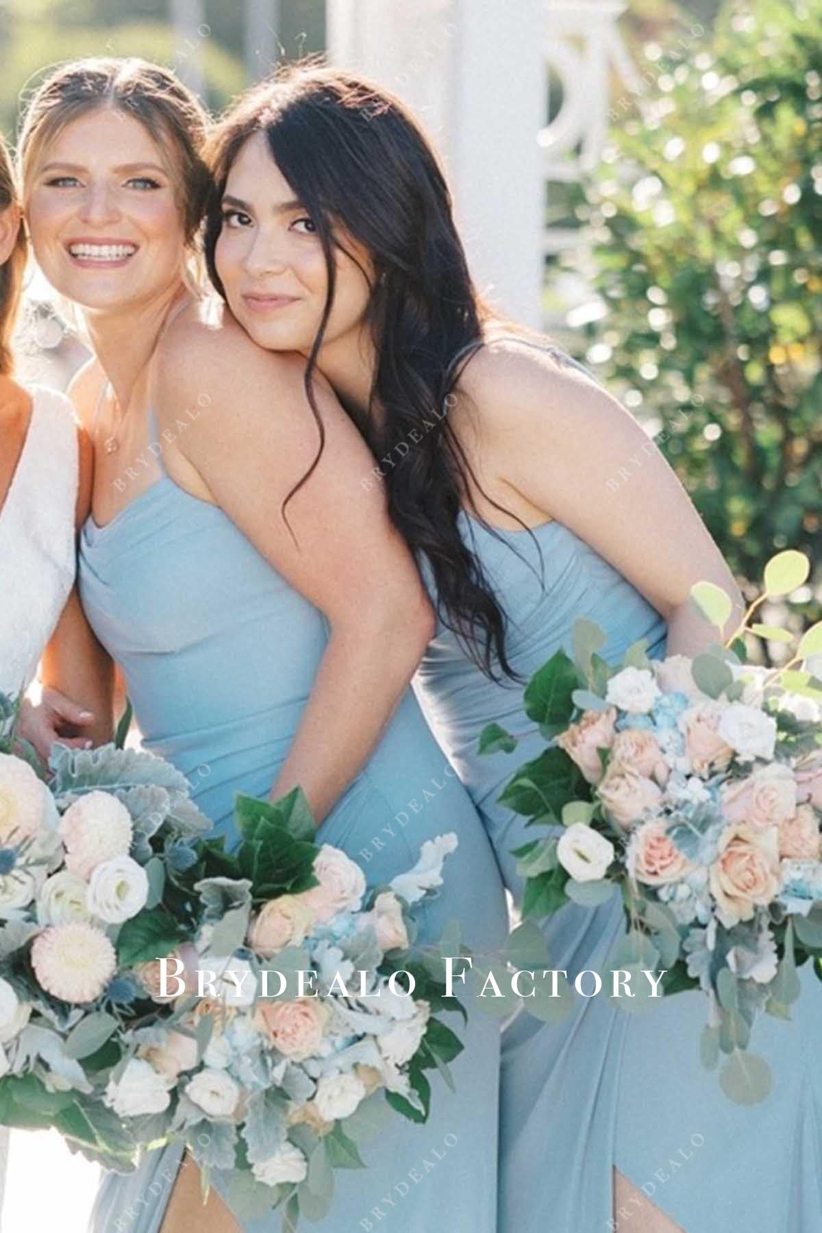blue sleeveless mismatched bridesmaid dresses