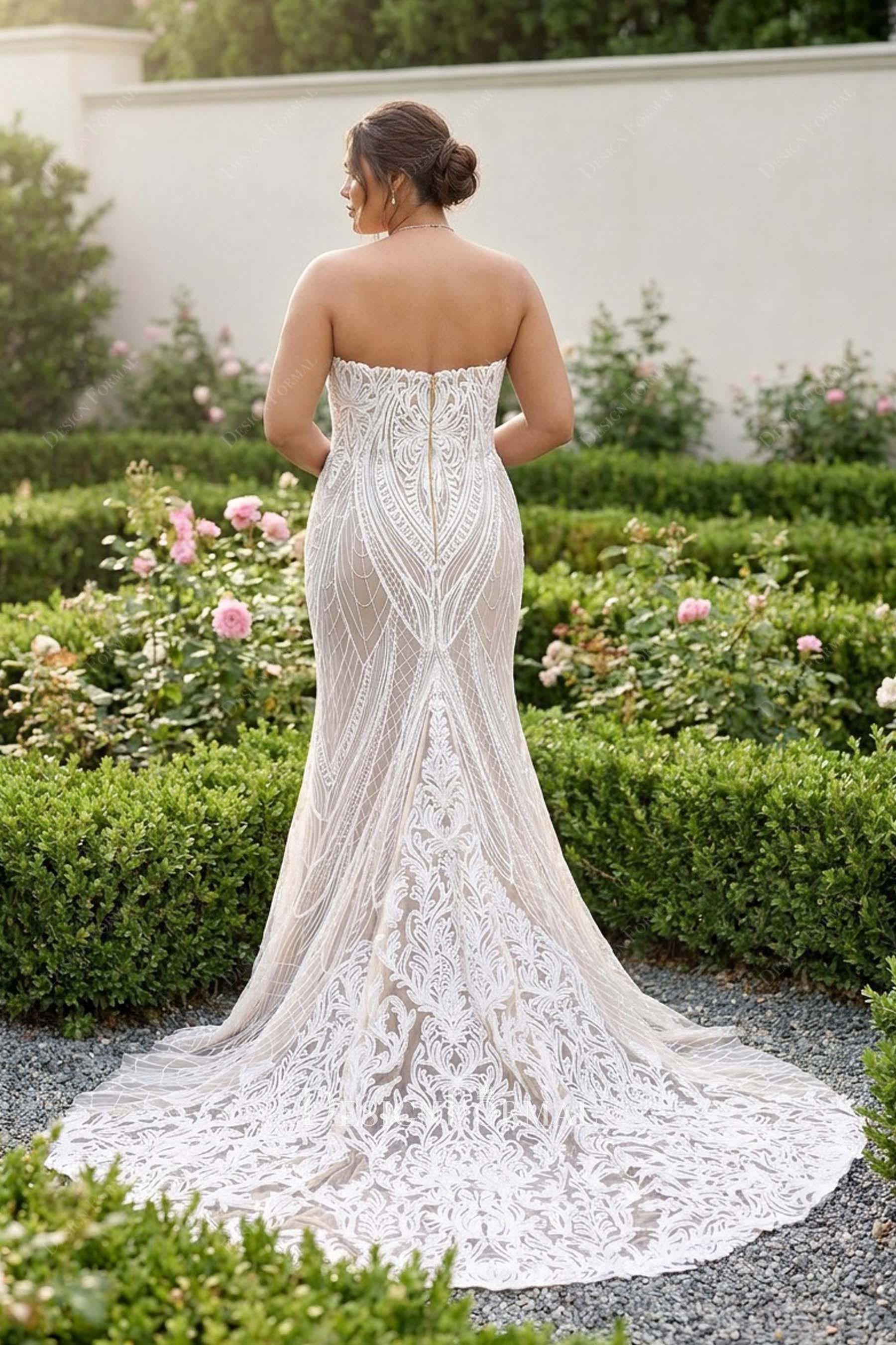 boho godet lace wedding dress