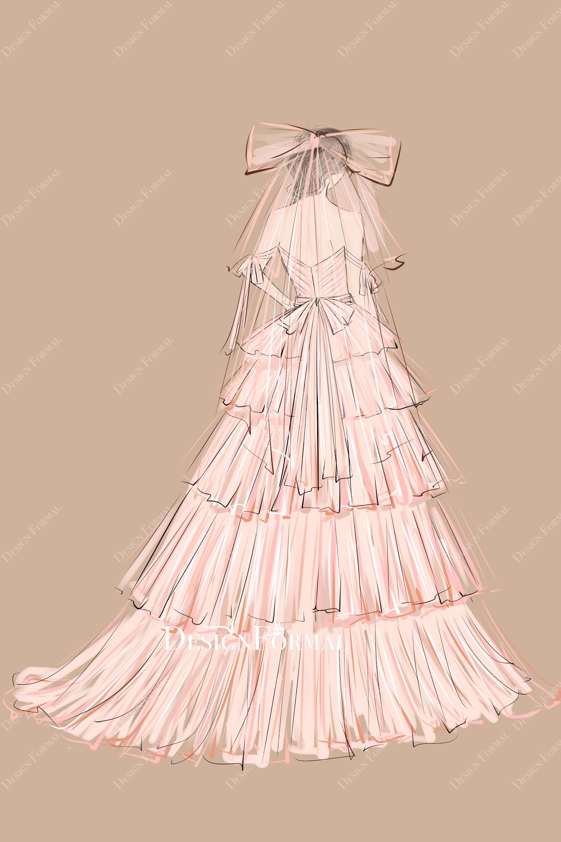 bow veil dress sketch