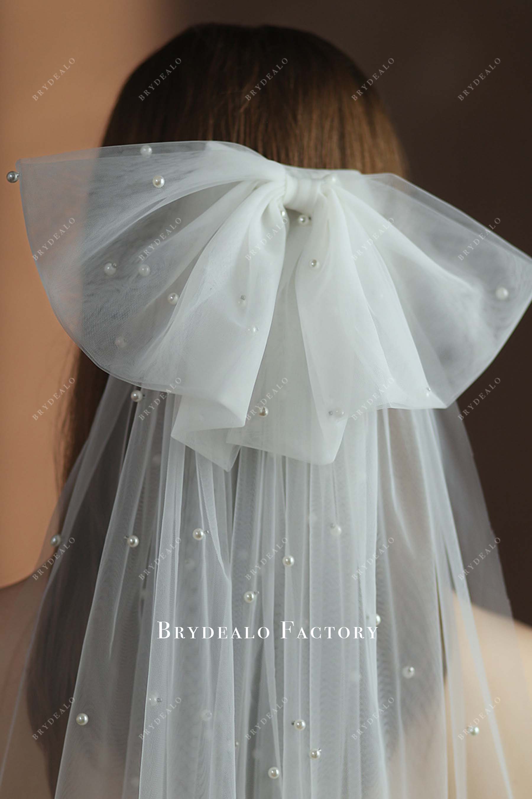 bowknot comb tulle bridal veil