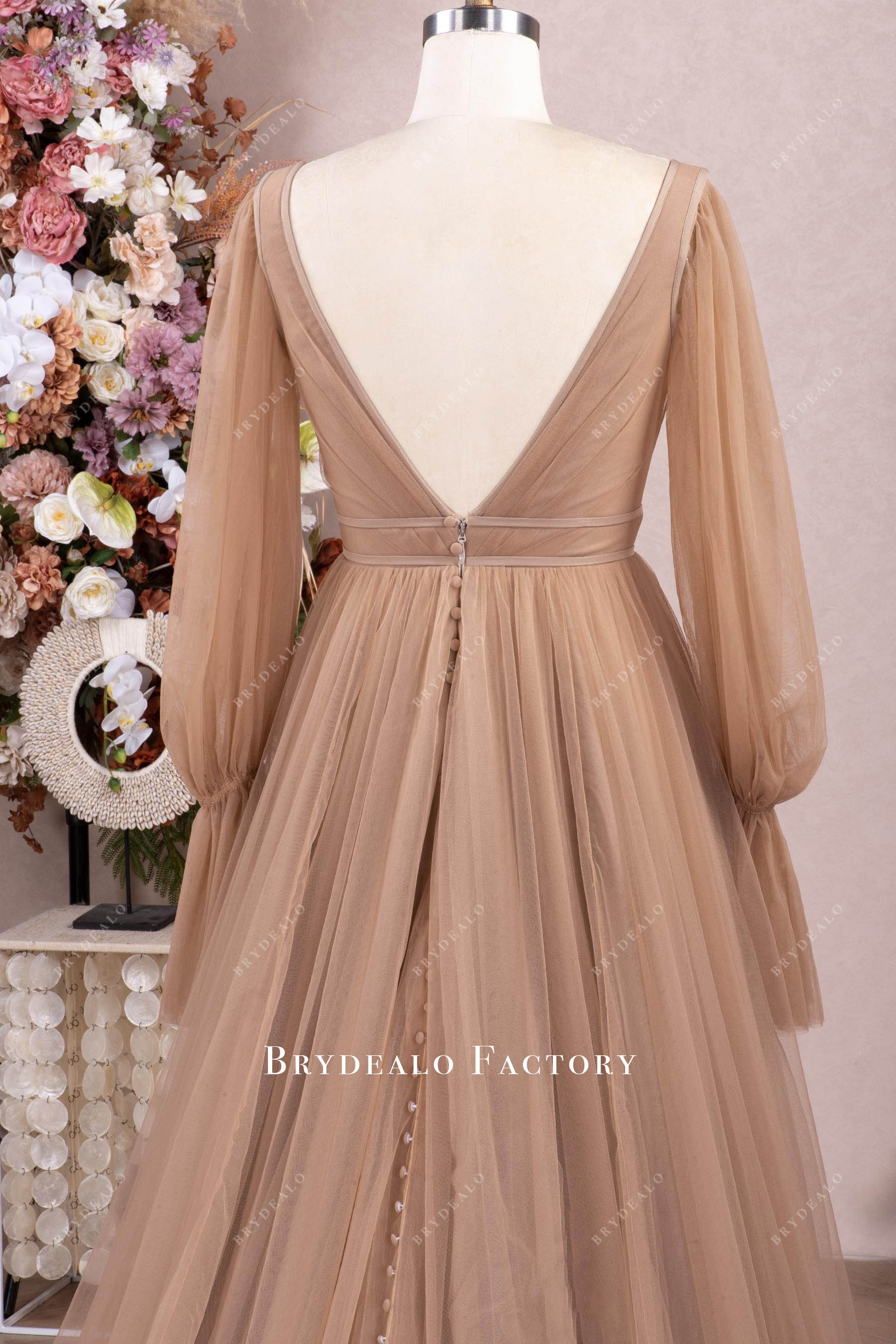 bubble sleeve wedding dress