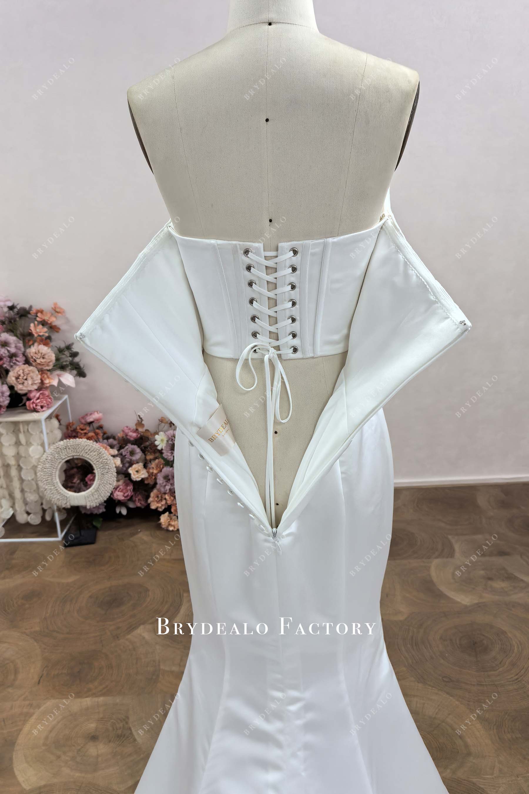 build-in-corset satin wedding dress