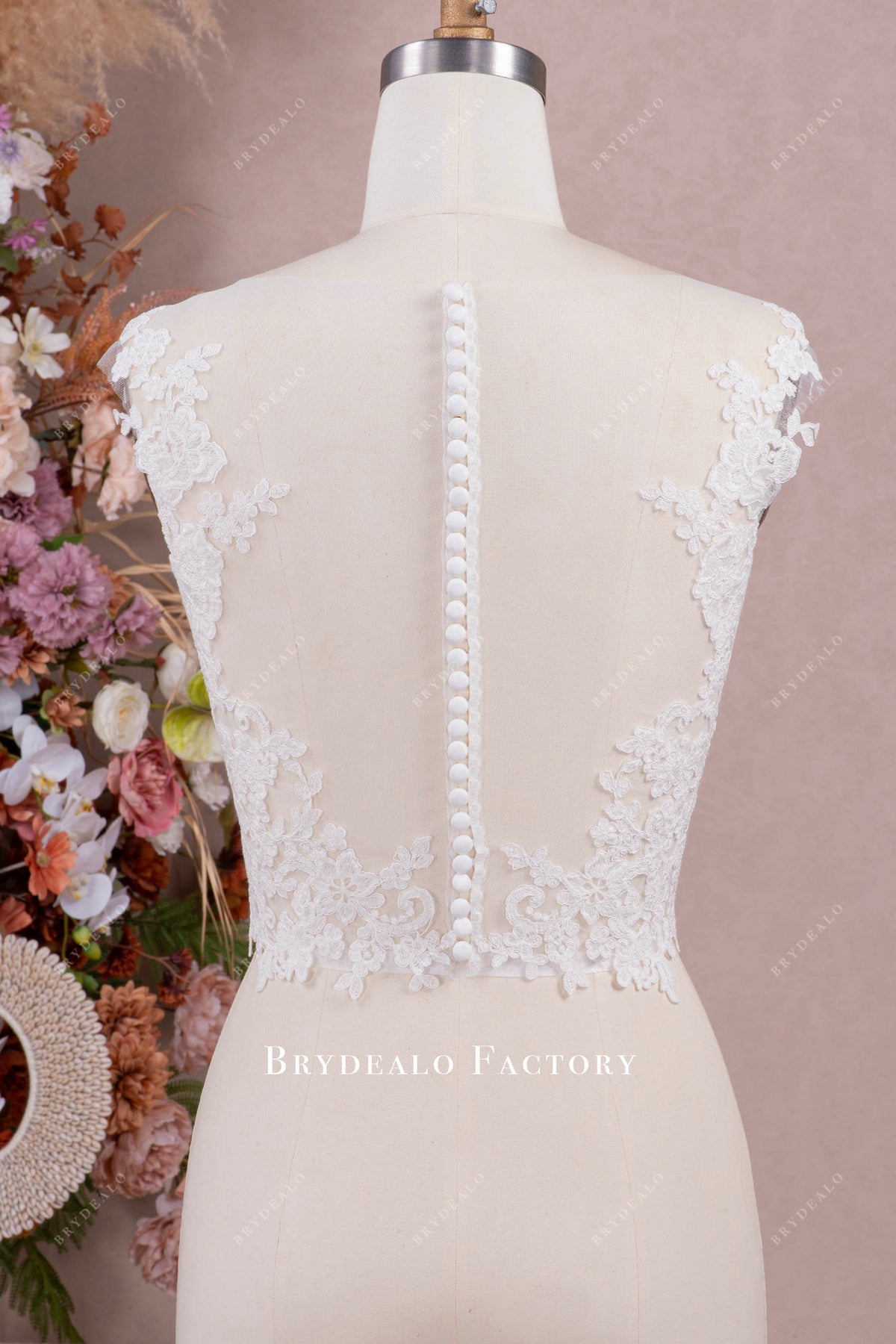 buttoned back bridal jacket 