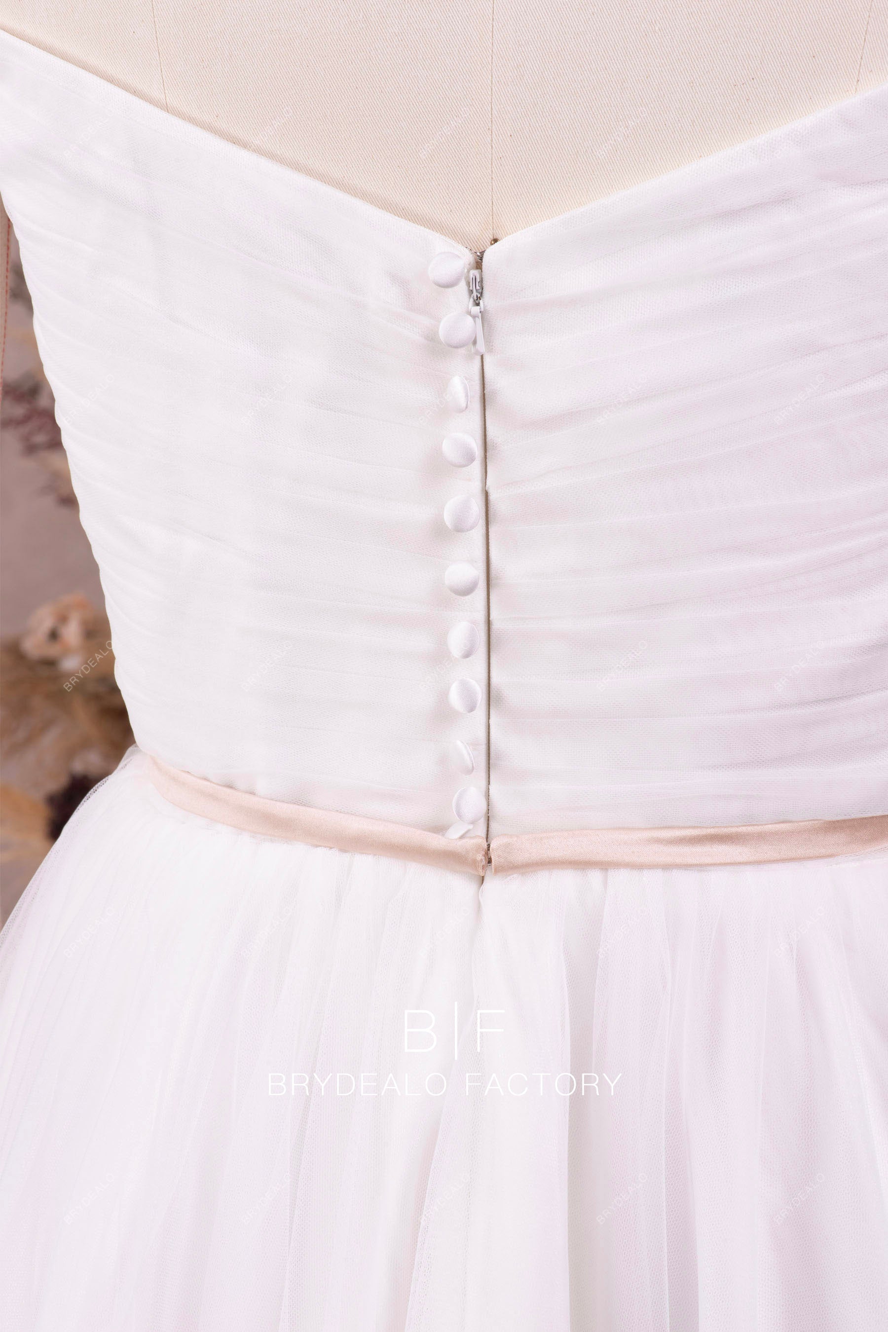 buttoned back wedding dress