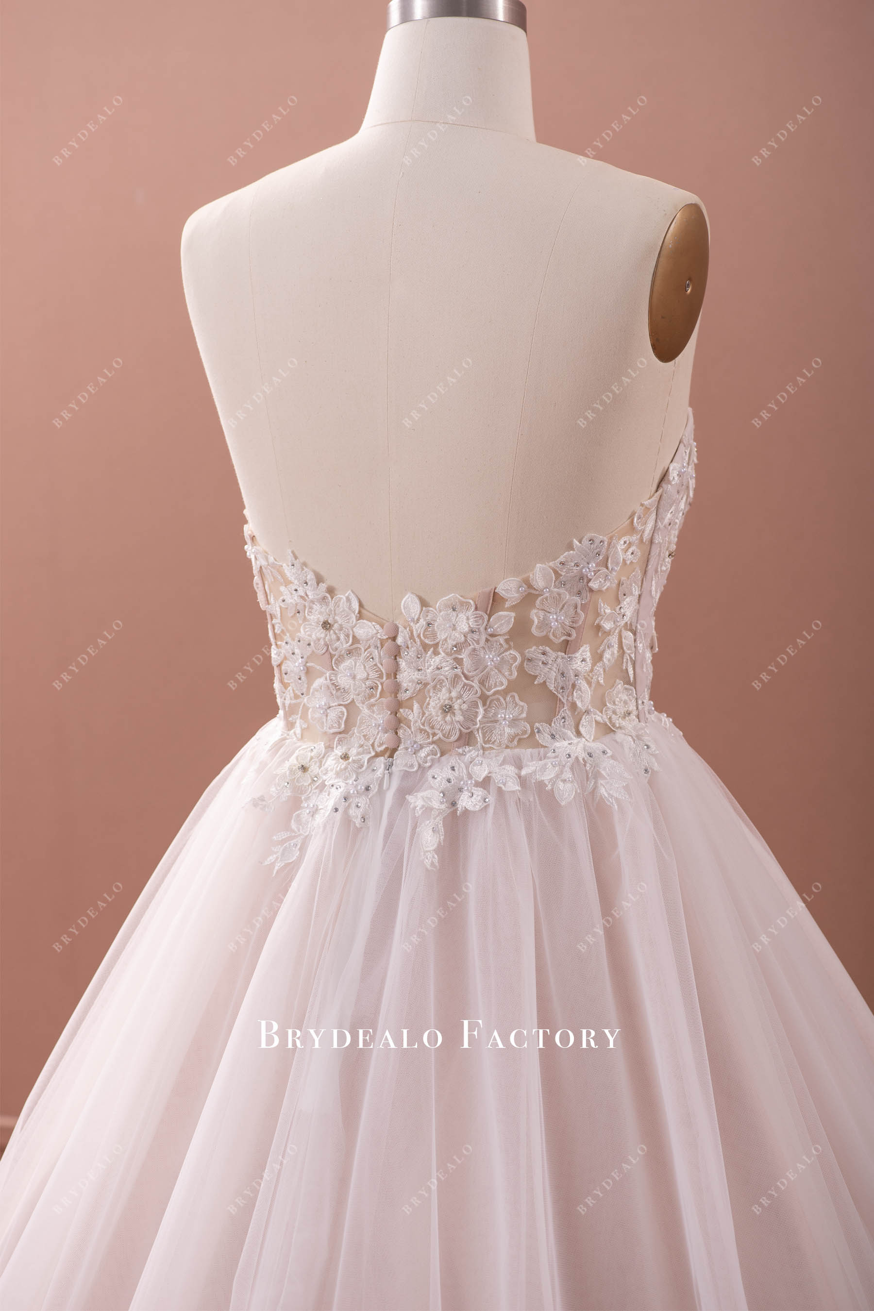 buttoned back wedding dress
