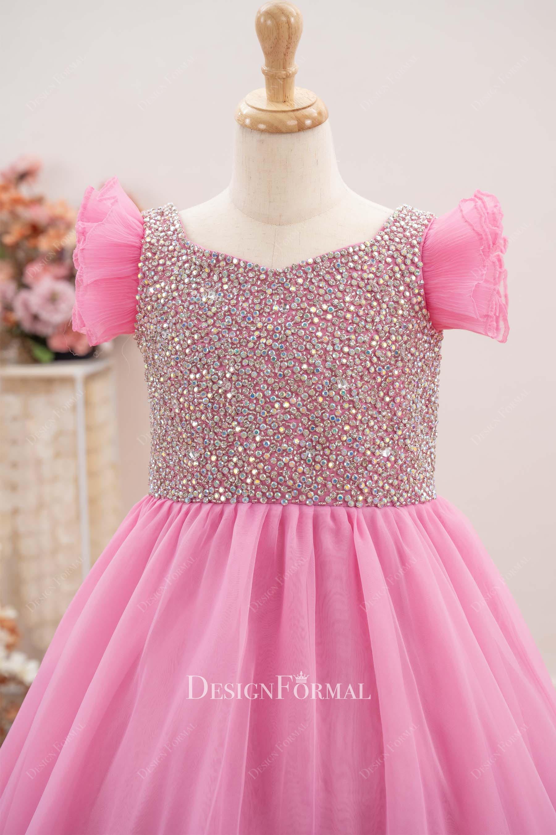 candy pink glitter bodice pageant ballgown