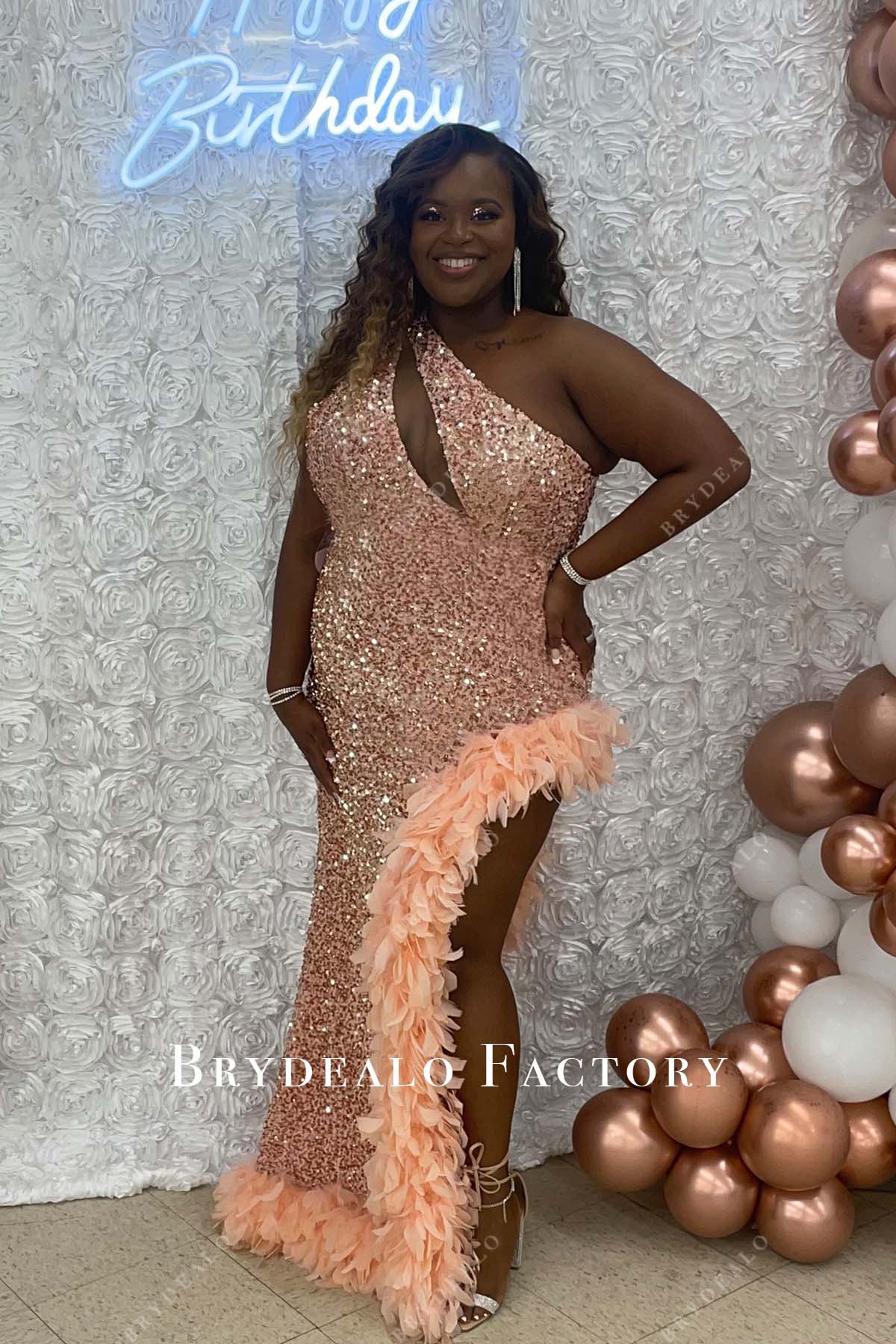 Sexy Shimmer Plus Size Long Luxury Birthday Dress