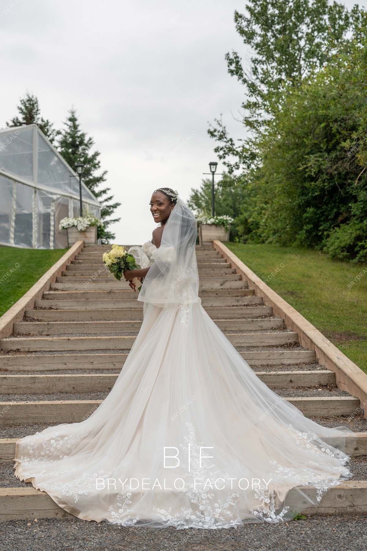 Custom wedding shops bridal lace veil bouquet