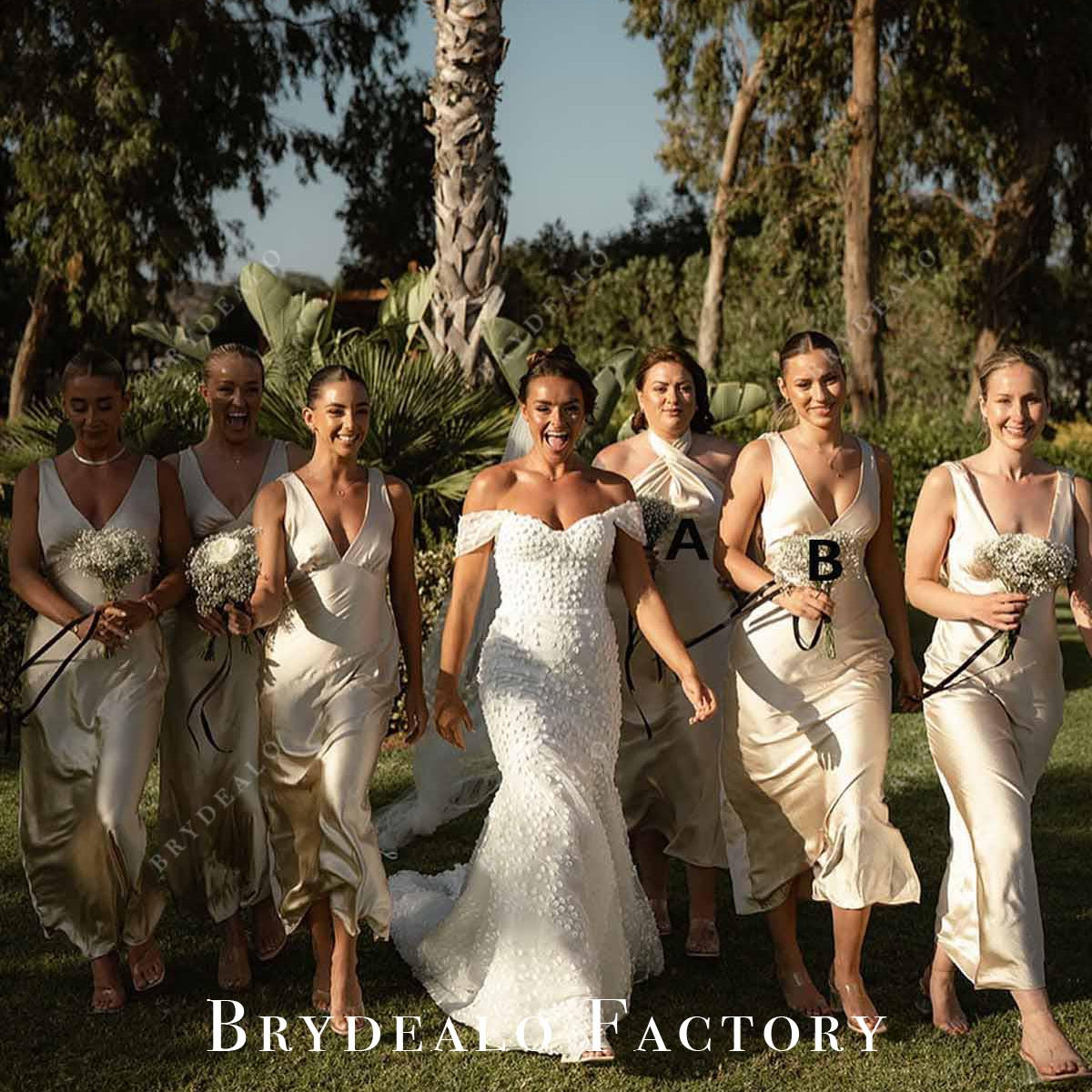 Mismatched Bridesmaid Dresses Champagne Sleeveless Maid Of Honor Gow