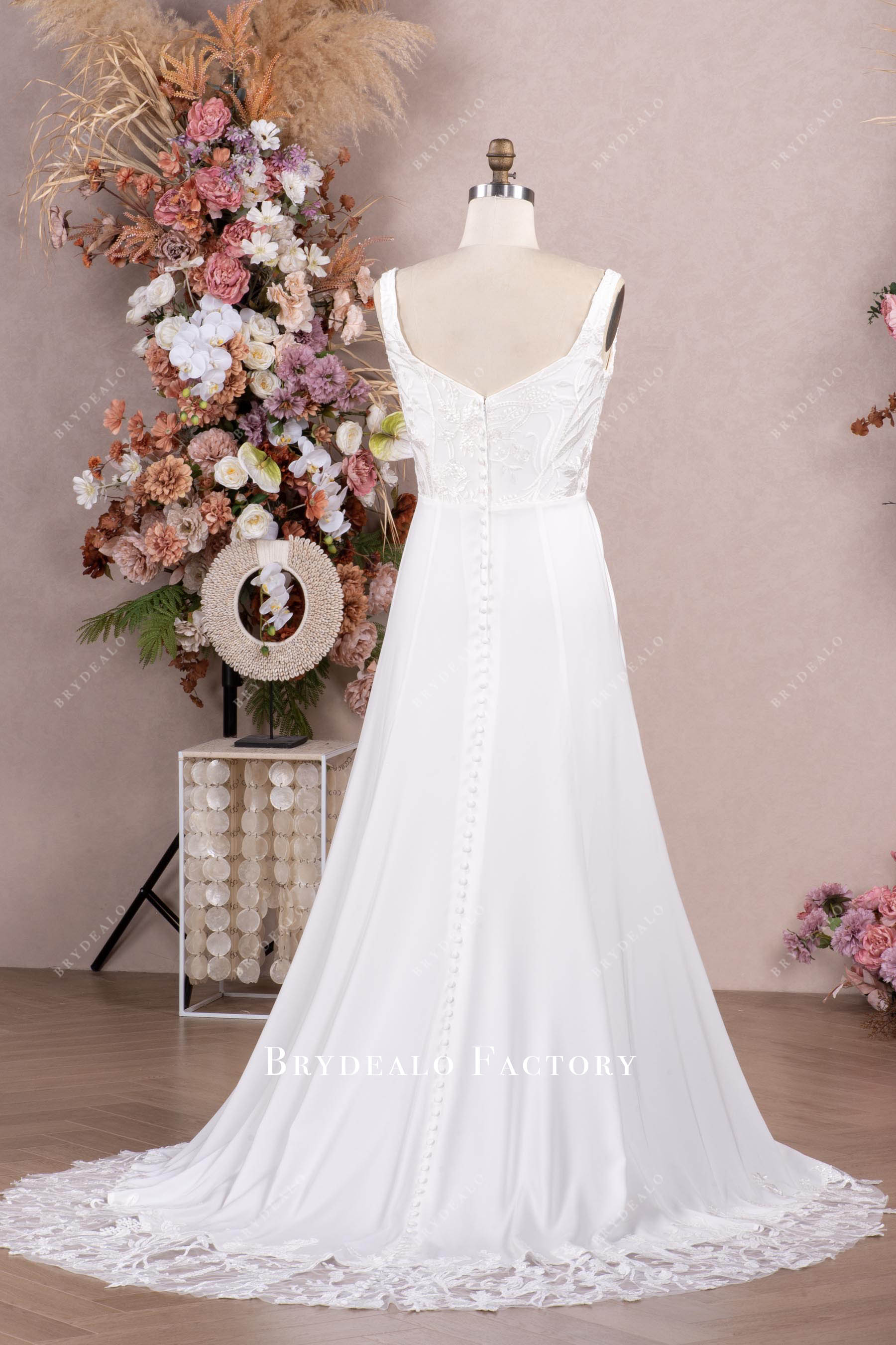 chapel lace train wedding dress