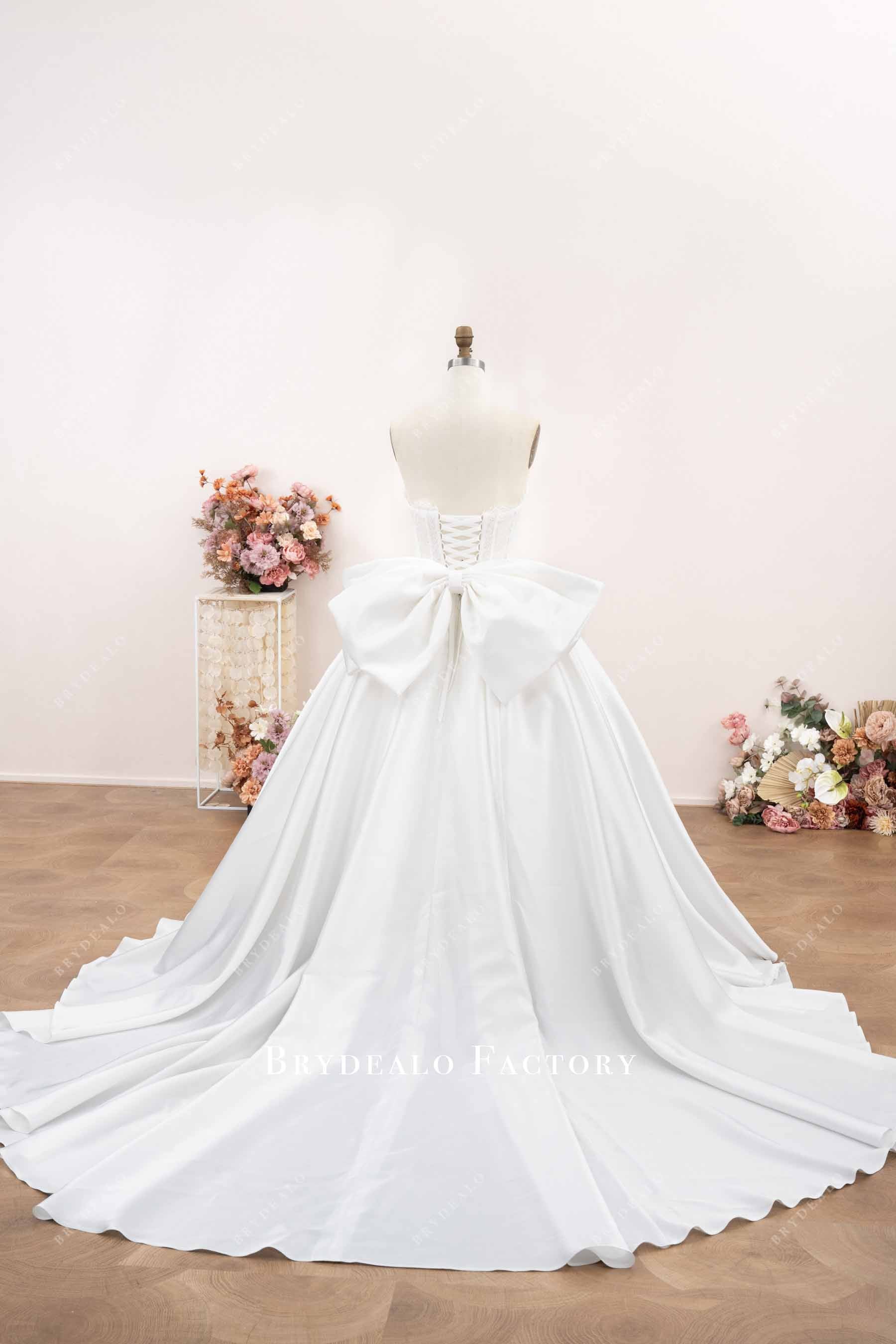 chapel train a line wedding gown
