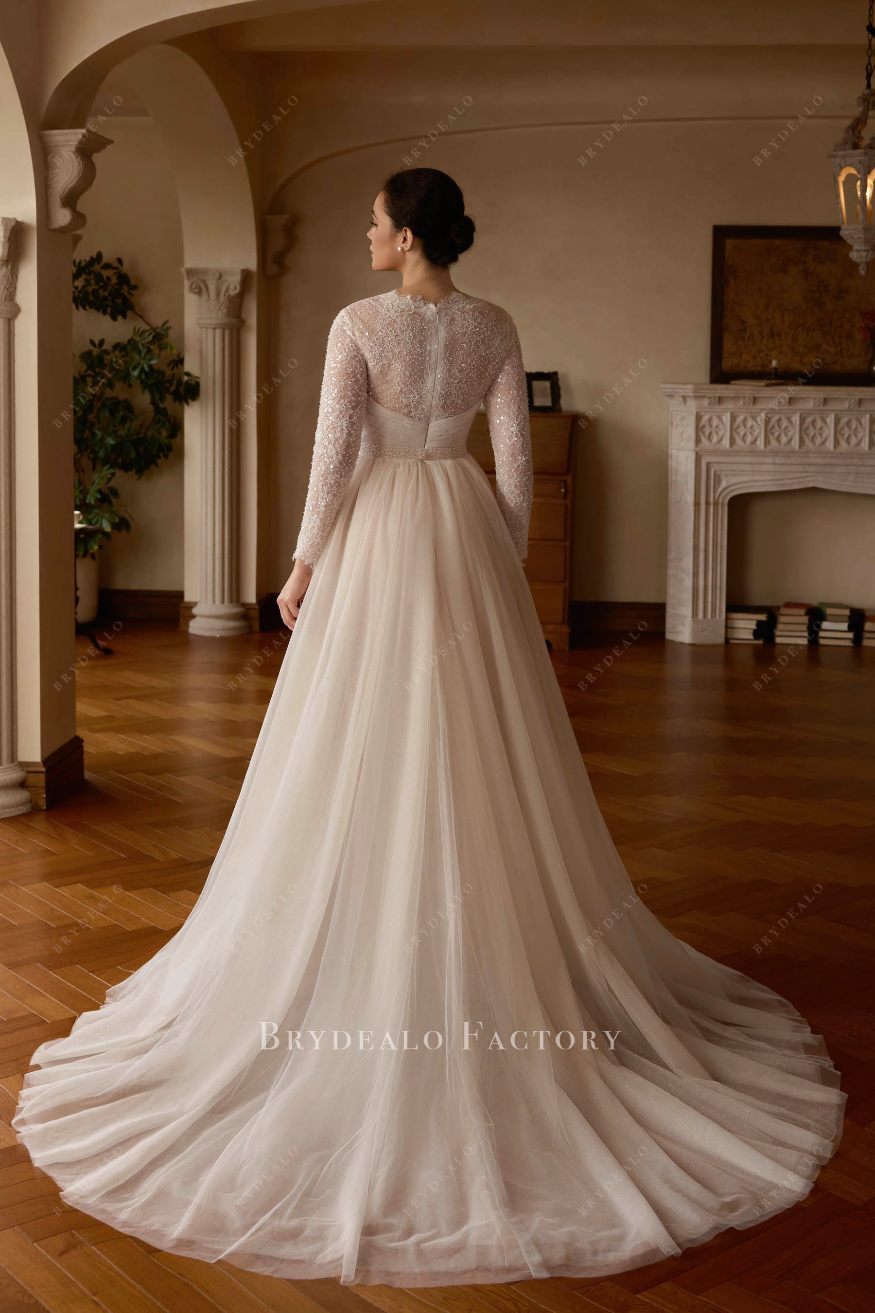chapel train bridal dress