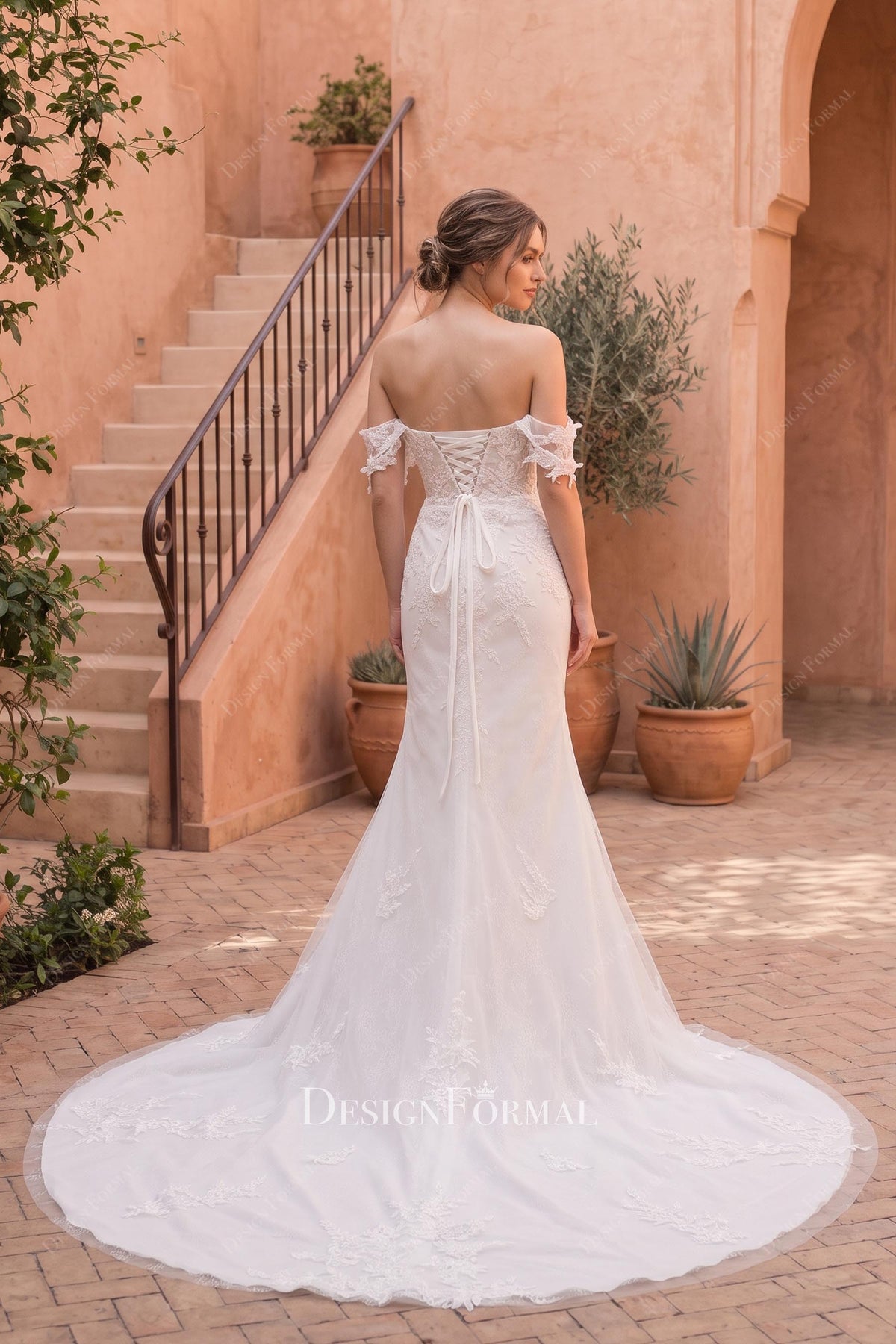 chapel train long wedding dress