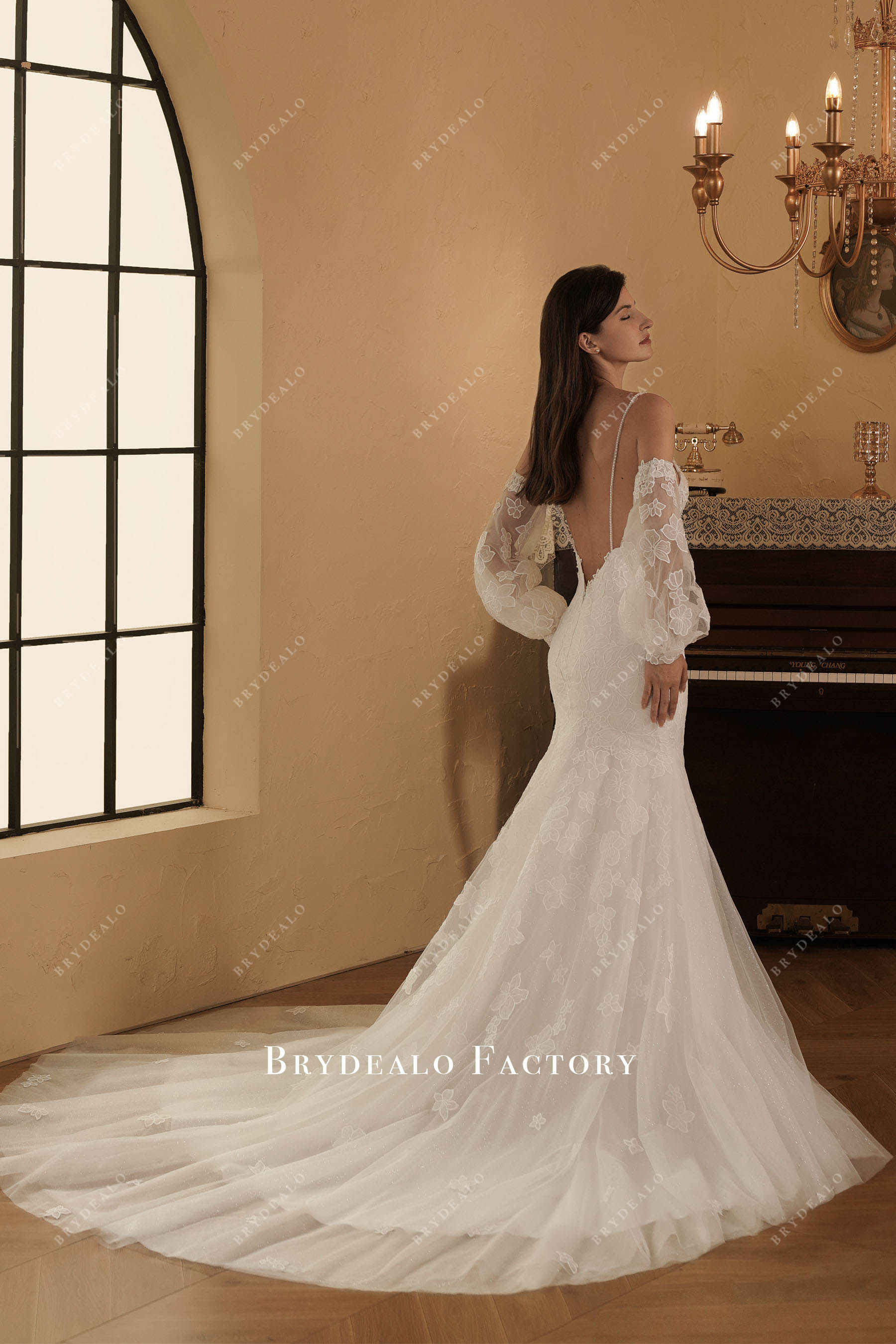 chapel train wedding dress