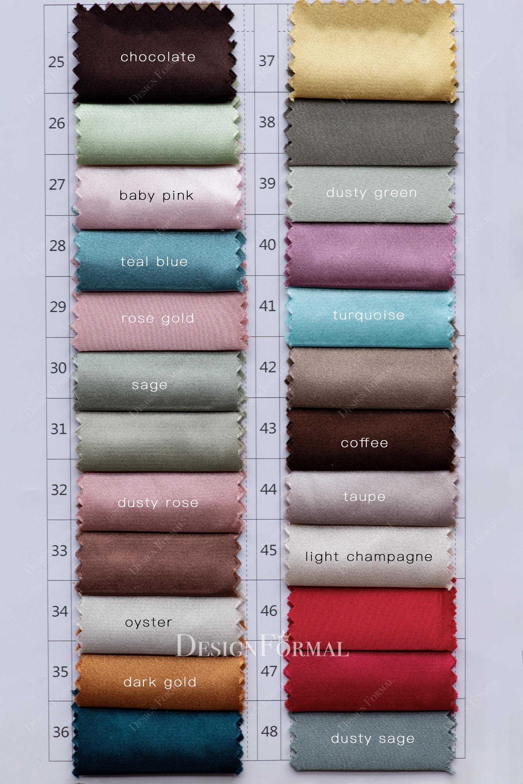 charmeuse color chart