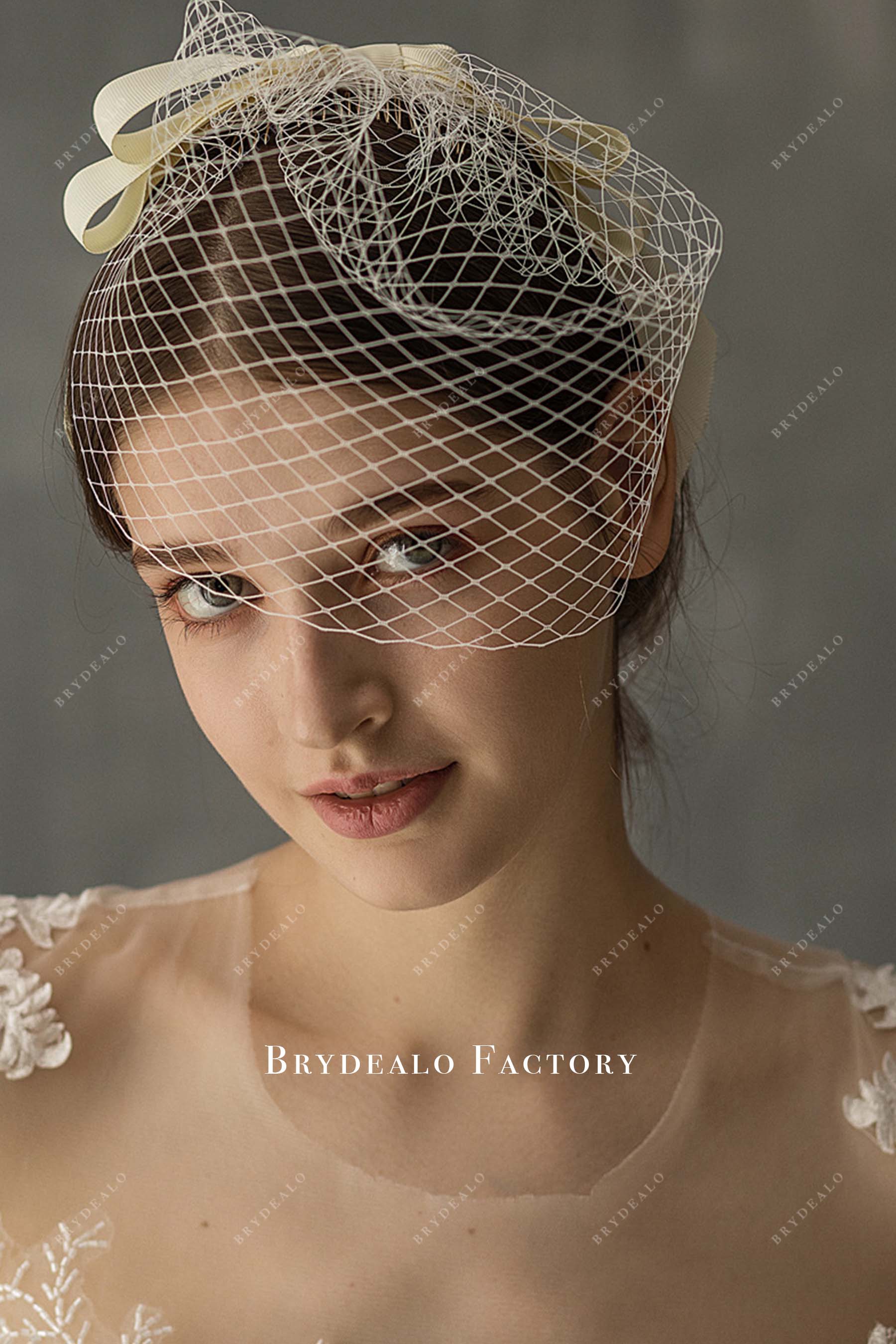 chic bow bridal veil