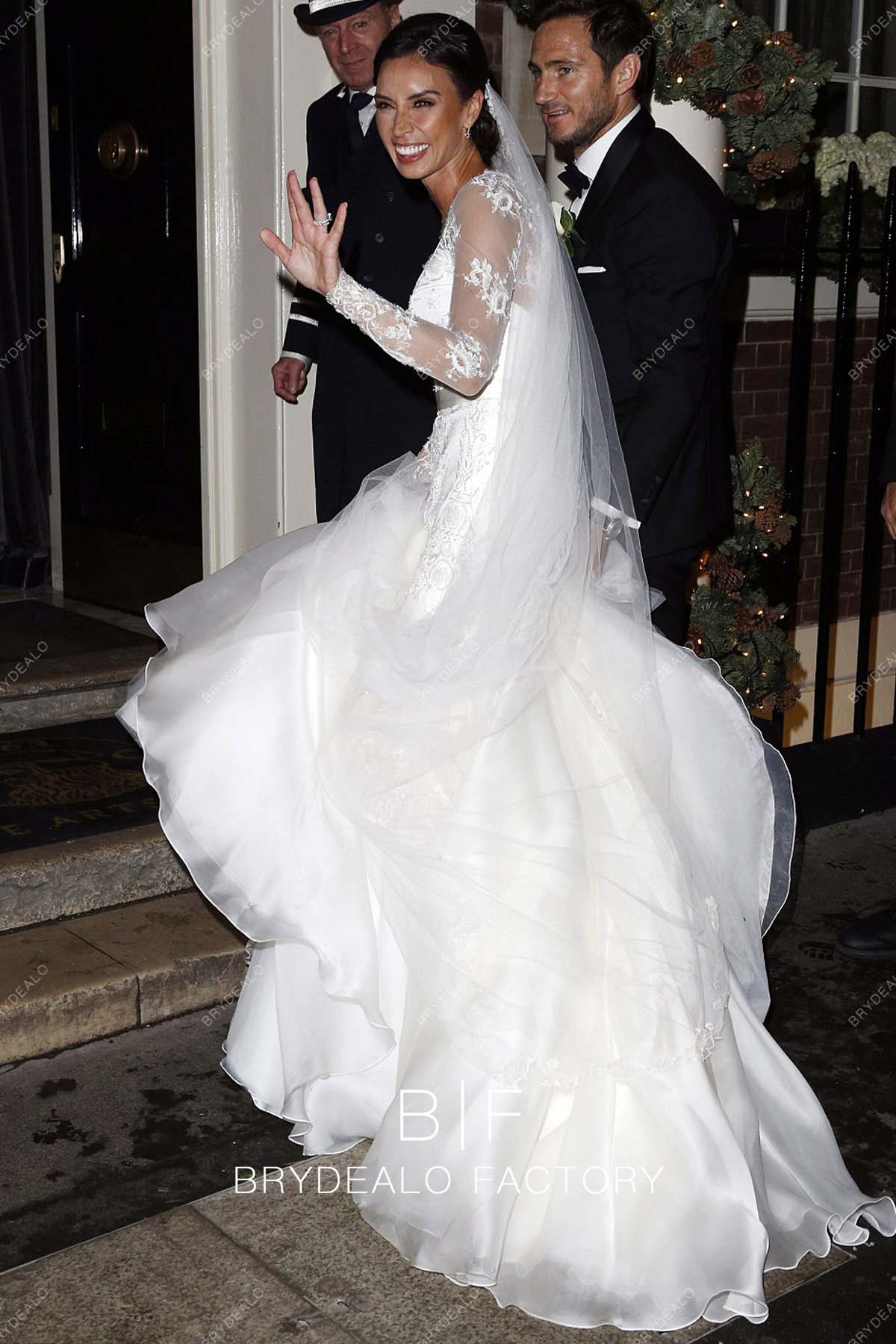 Christine Bleakley Vintage Lace Sleeve Long Train wedding dress