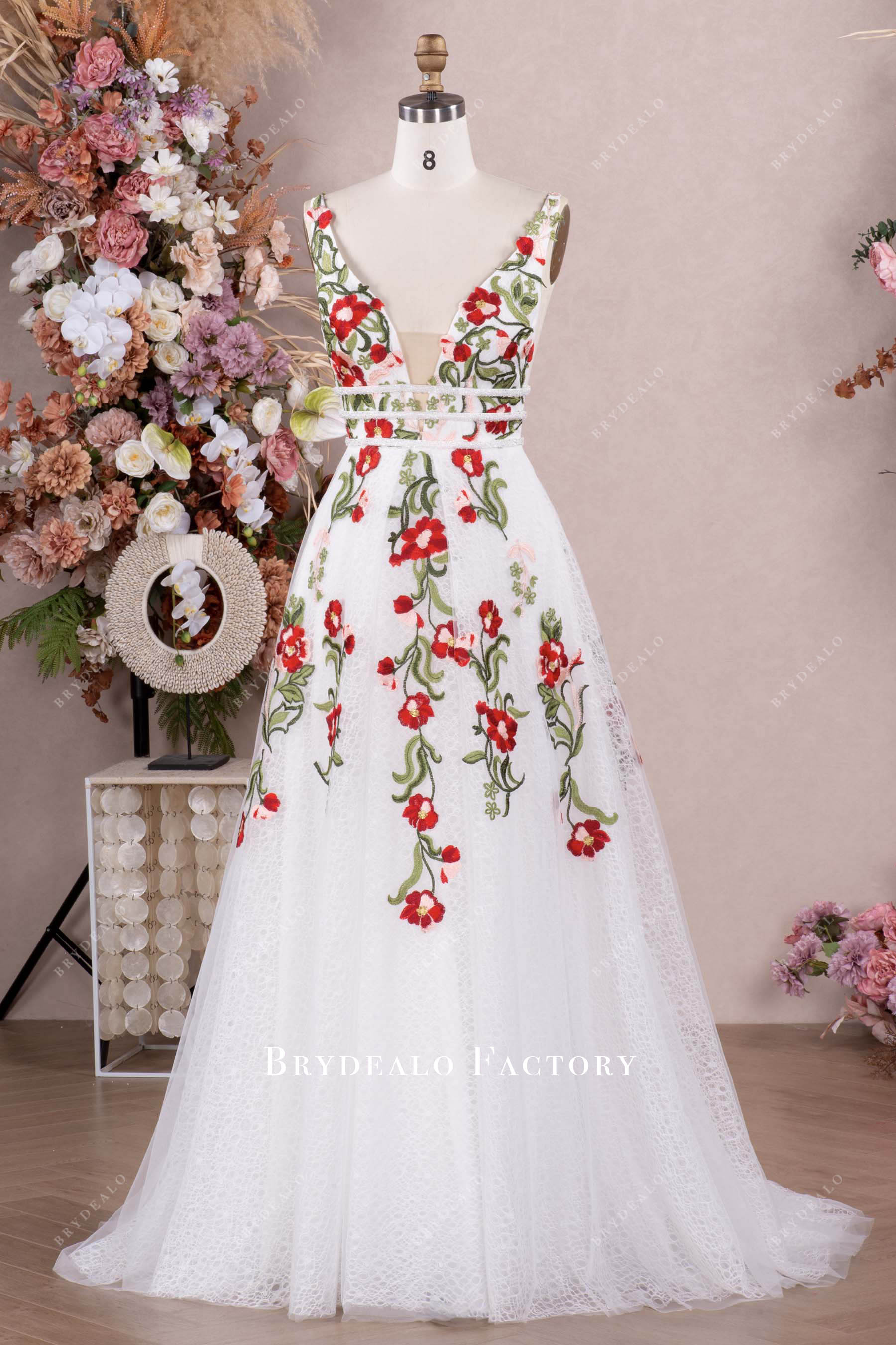 colored lace aline bridal gown