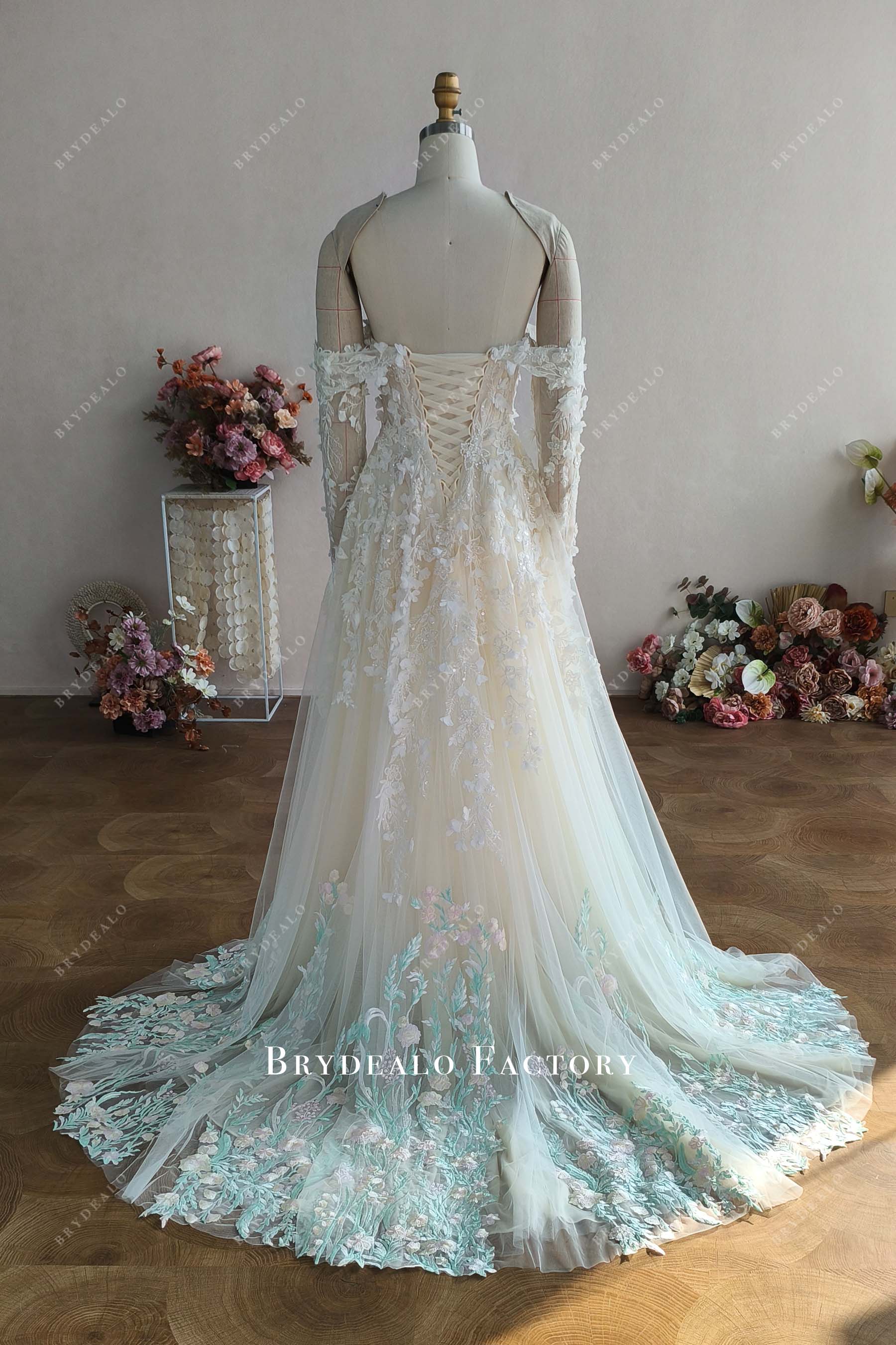 Corset Back Court Train A-line Bridal Dress