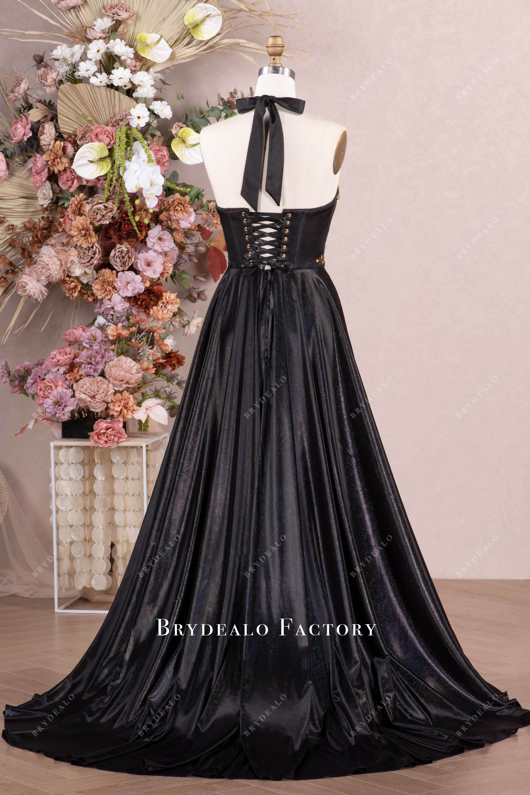 corset lace up back long prom dress