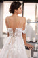 Designer 3D Lace Cold Shoulder Romantic Long Wedding Dress