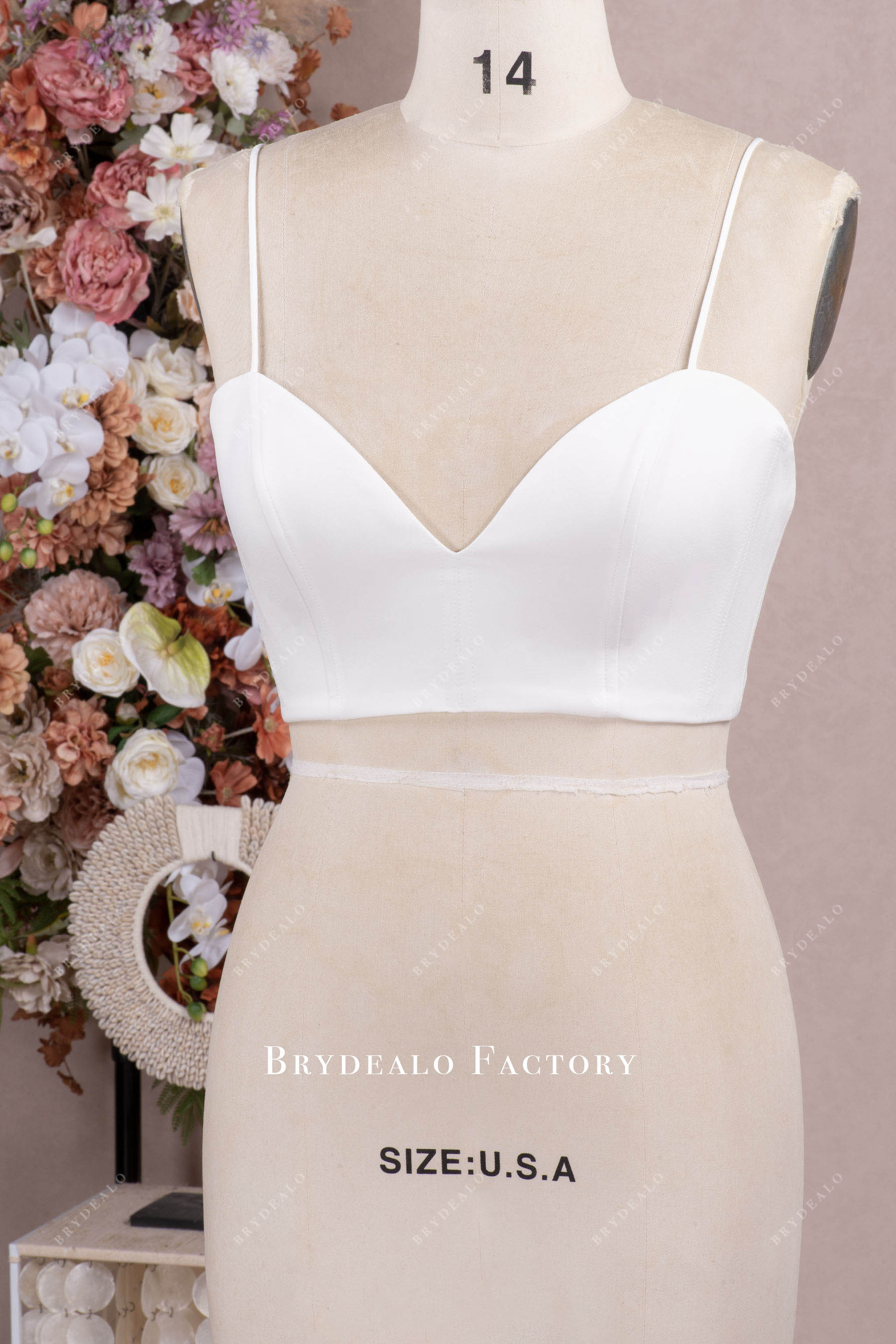 crepe thin straps bridal crop top