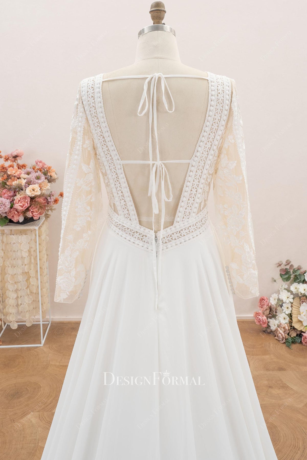 crisscross back a line wedding dress