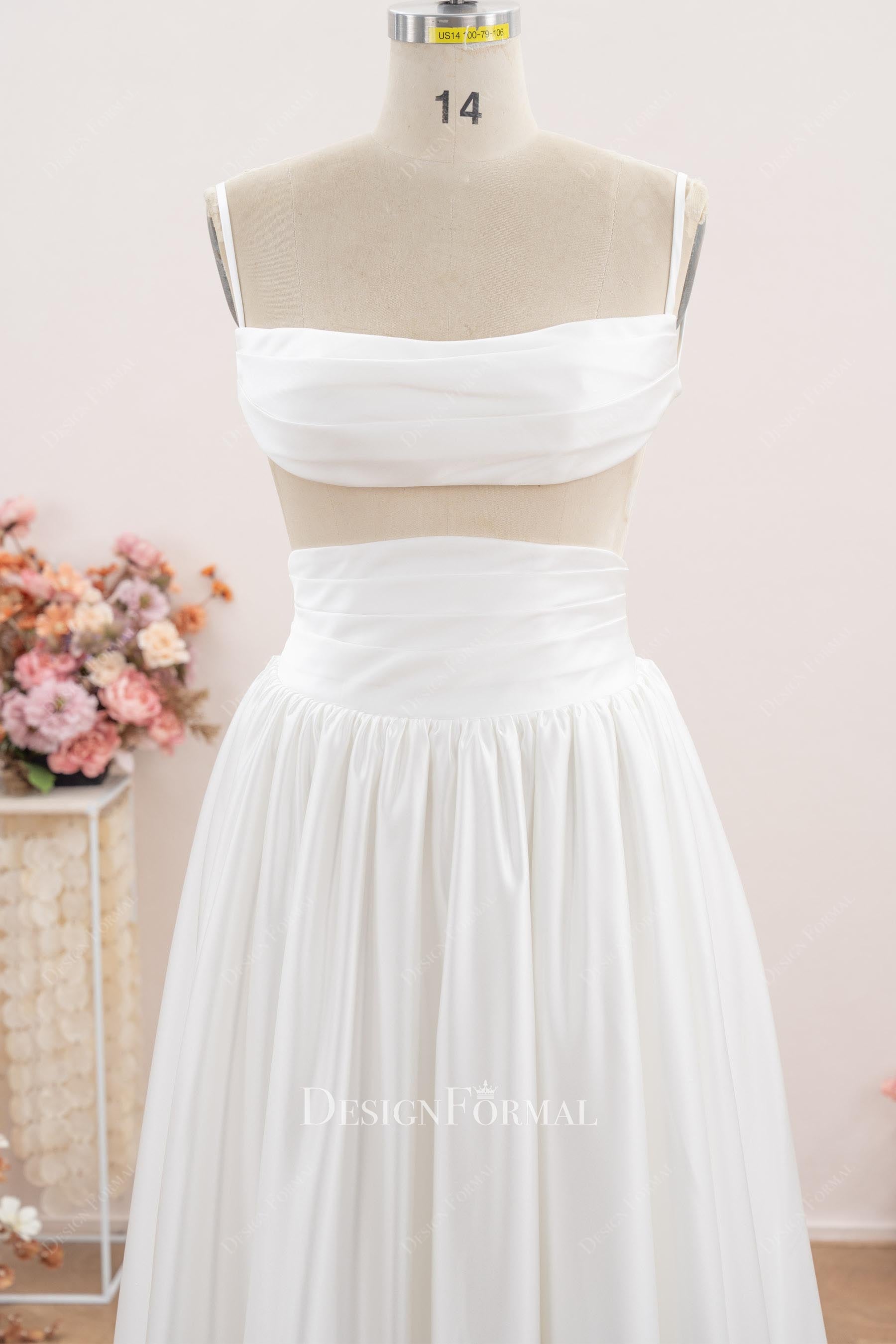 crop top satin wedding dress