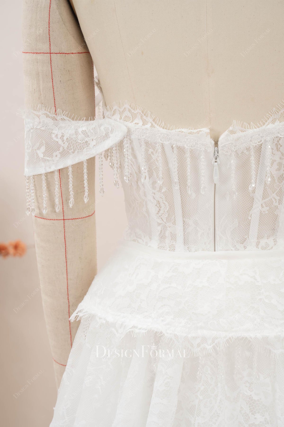 crystal tassel top wedding dress