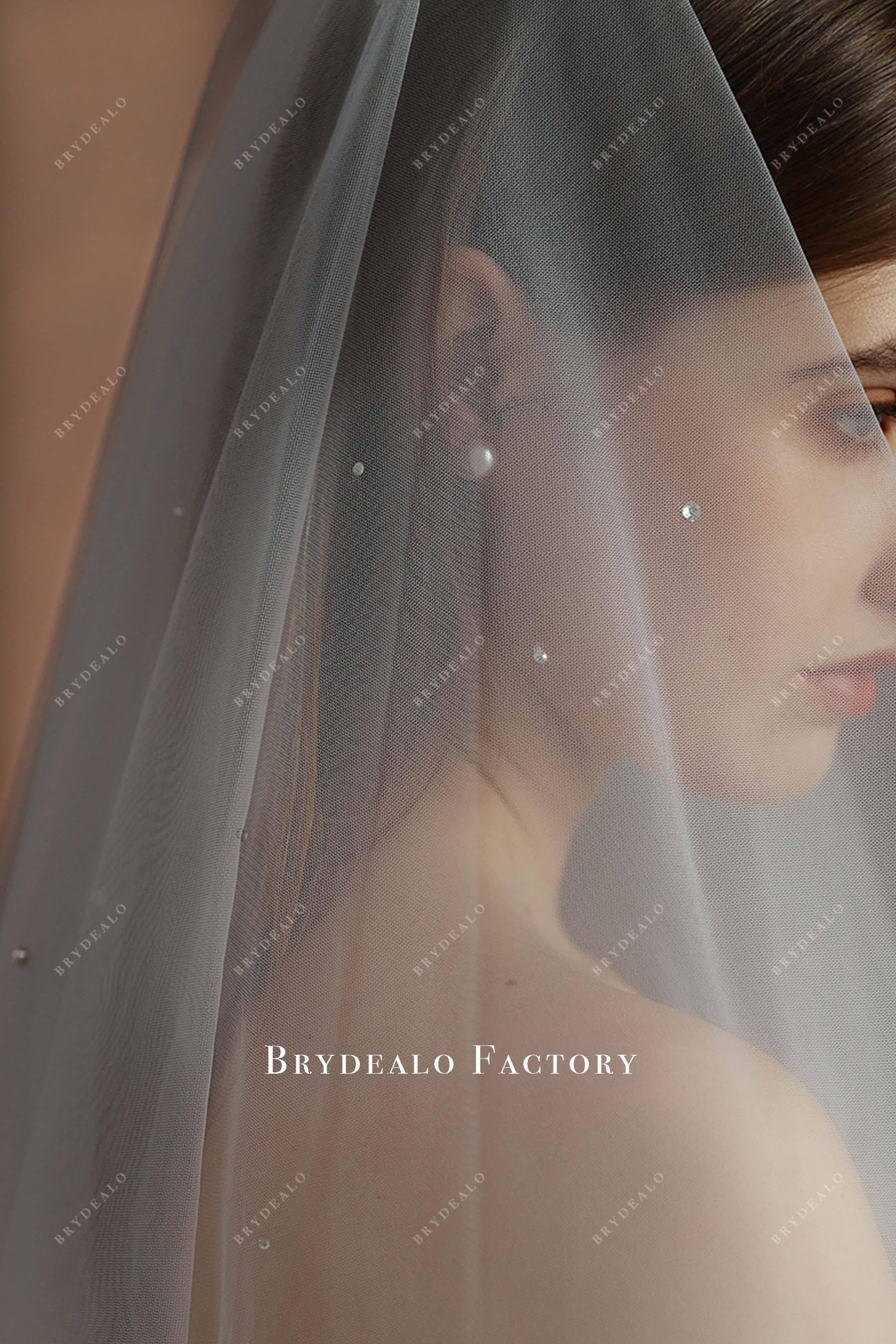 crystal tulle bridal veil