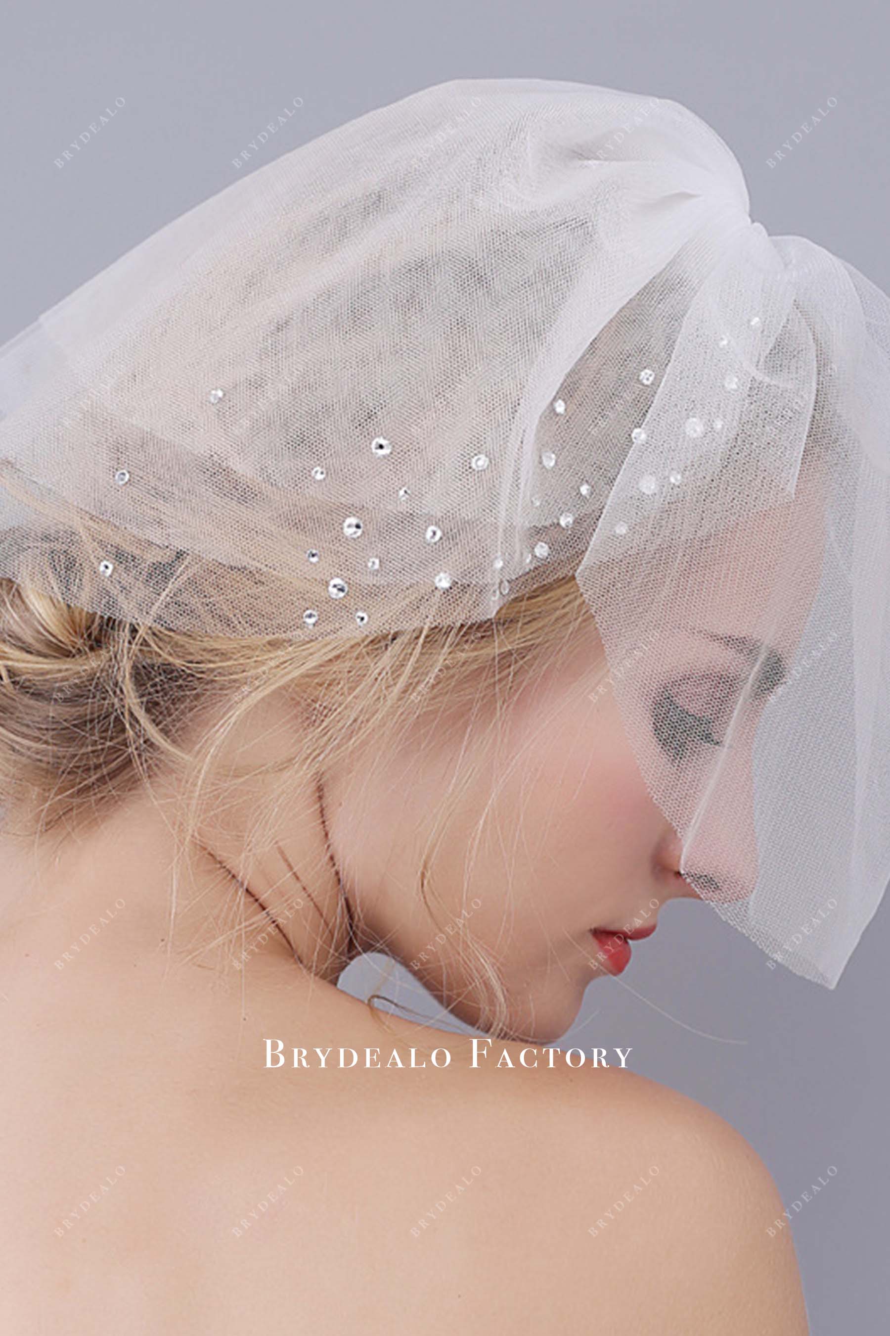 crystals birdcage bridal veil