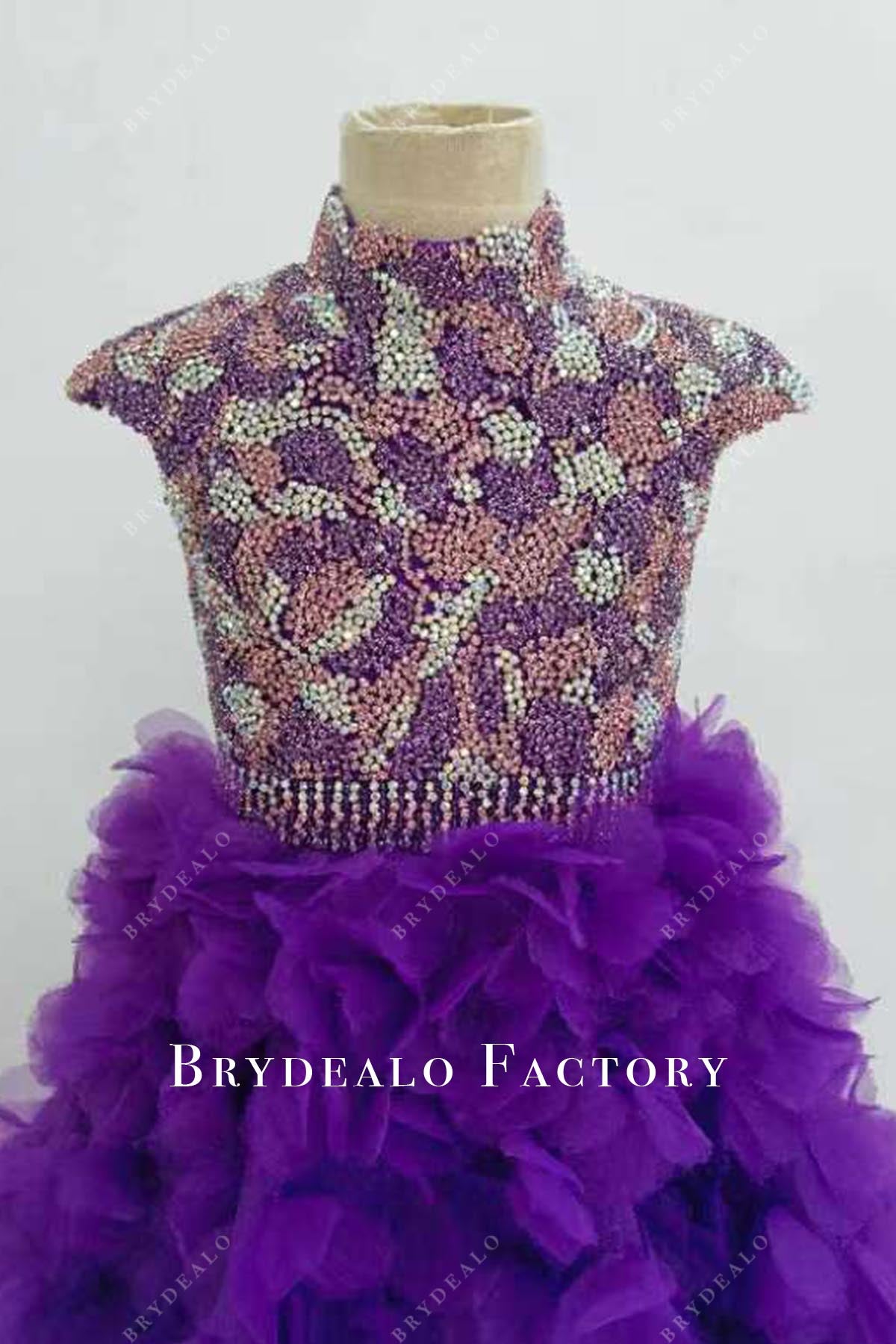 crystals cap sleeves pageant dress