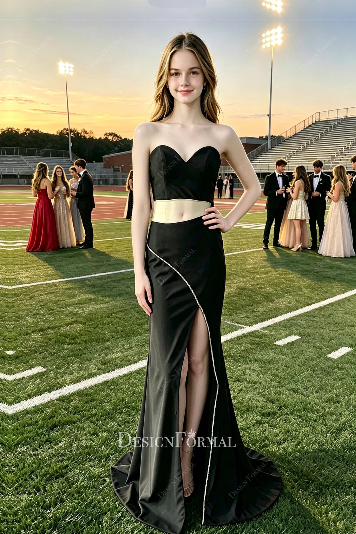 custom black sweetheart neck dress