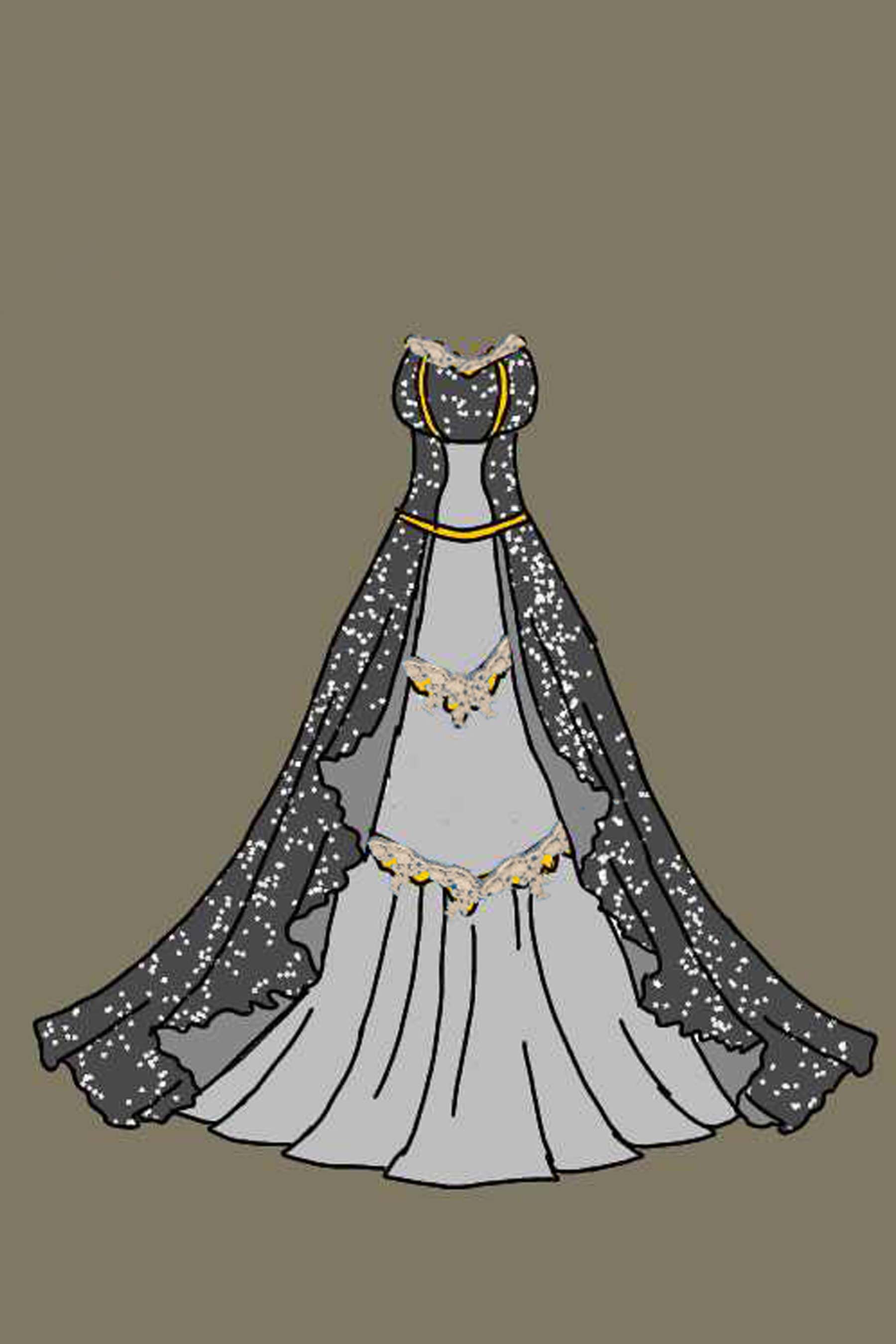 custom empire strapless prom dress sketch