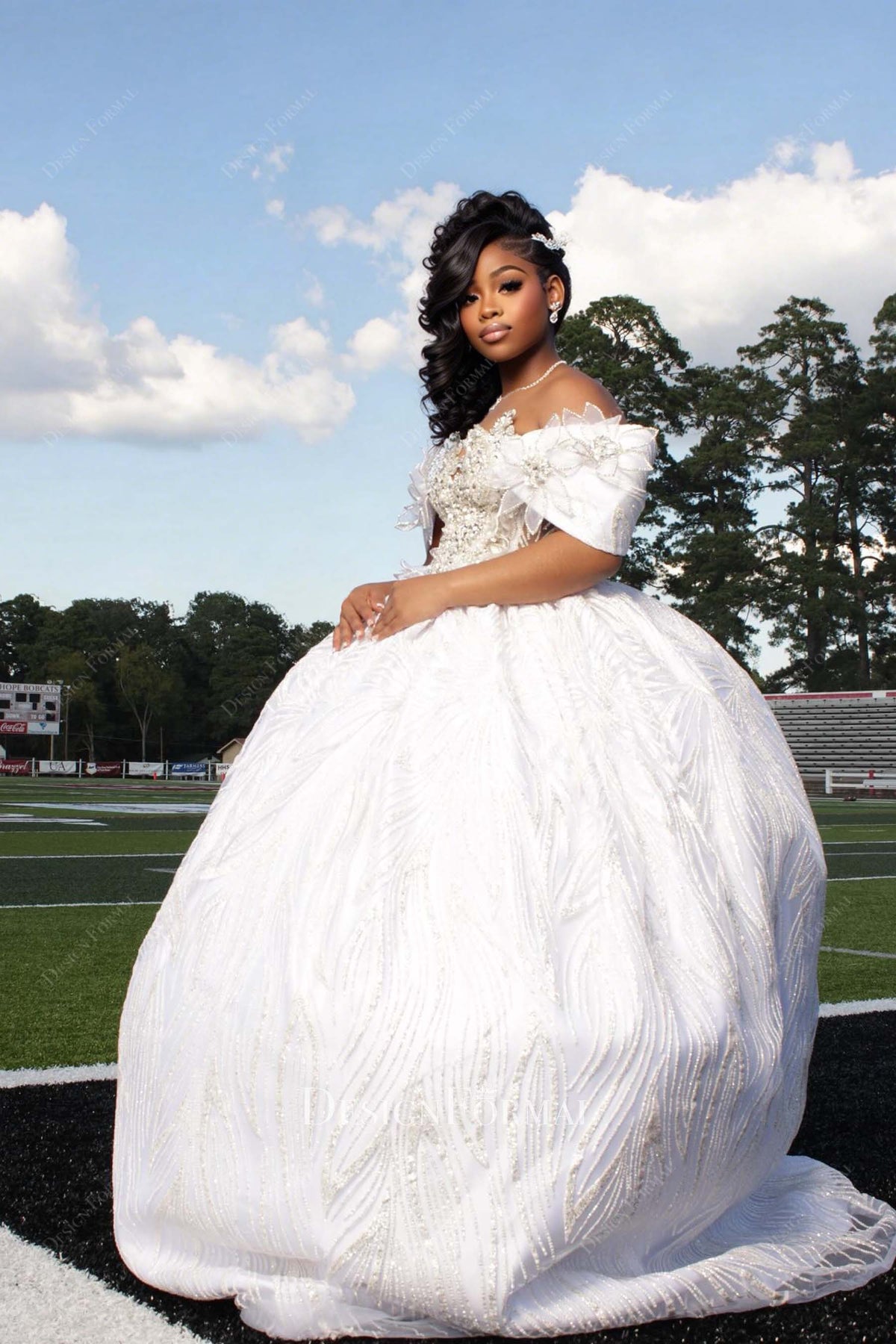 custom glitter ball gown prom dress
