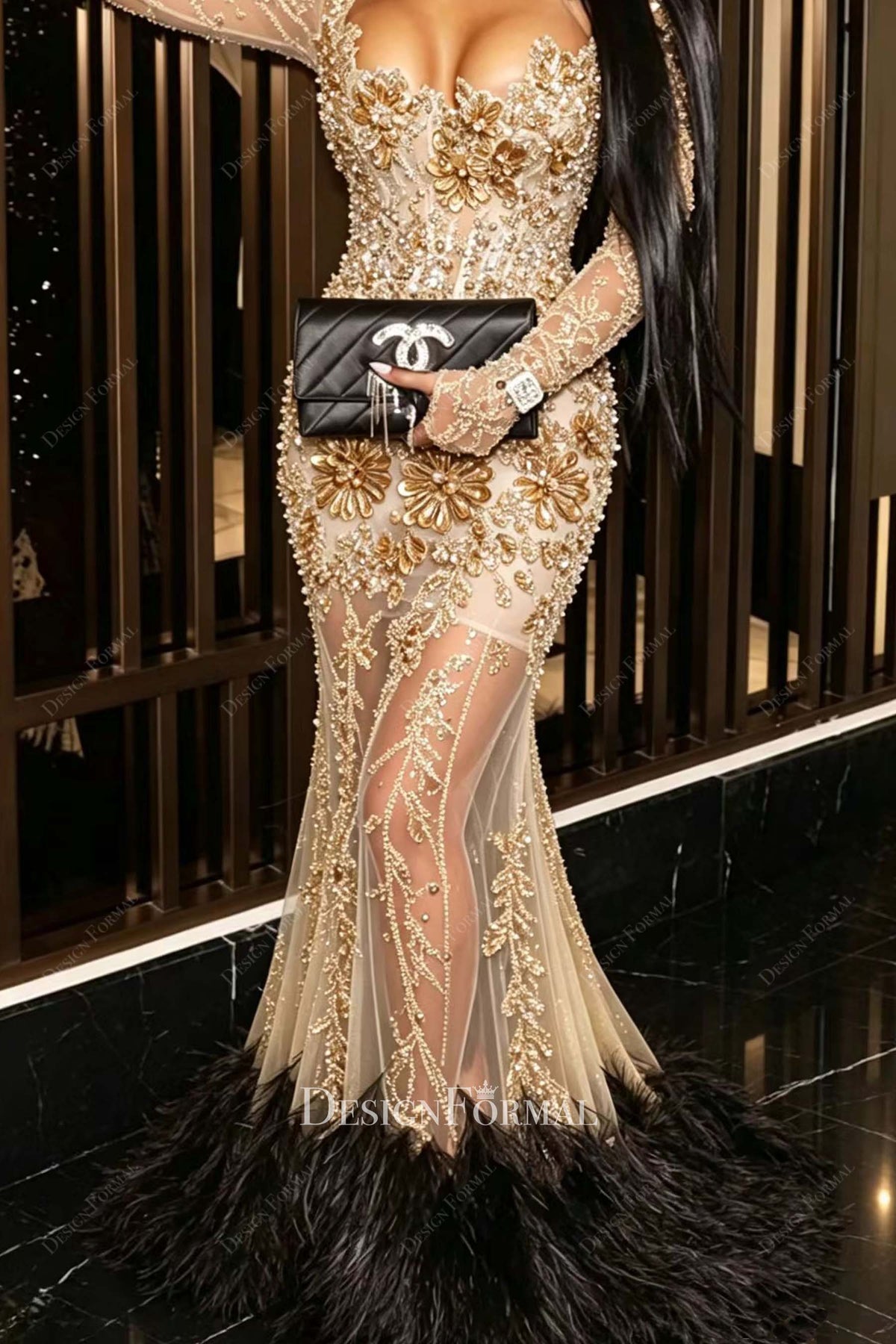  custom gold corset prom dress