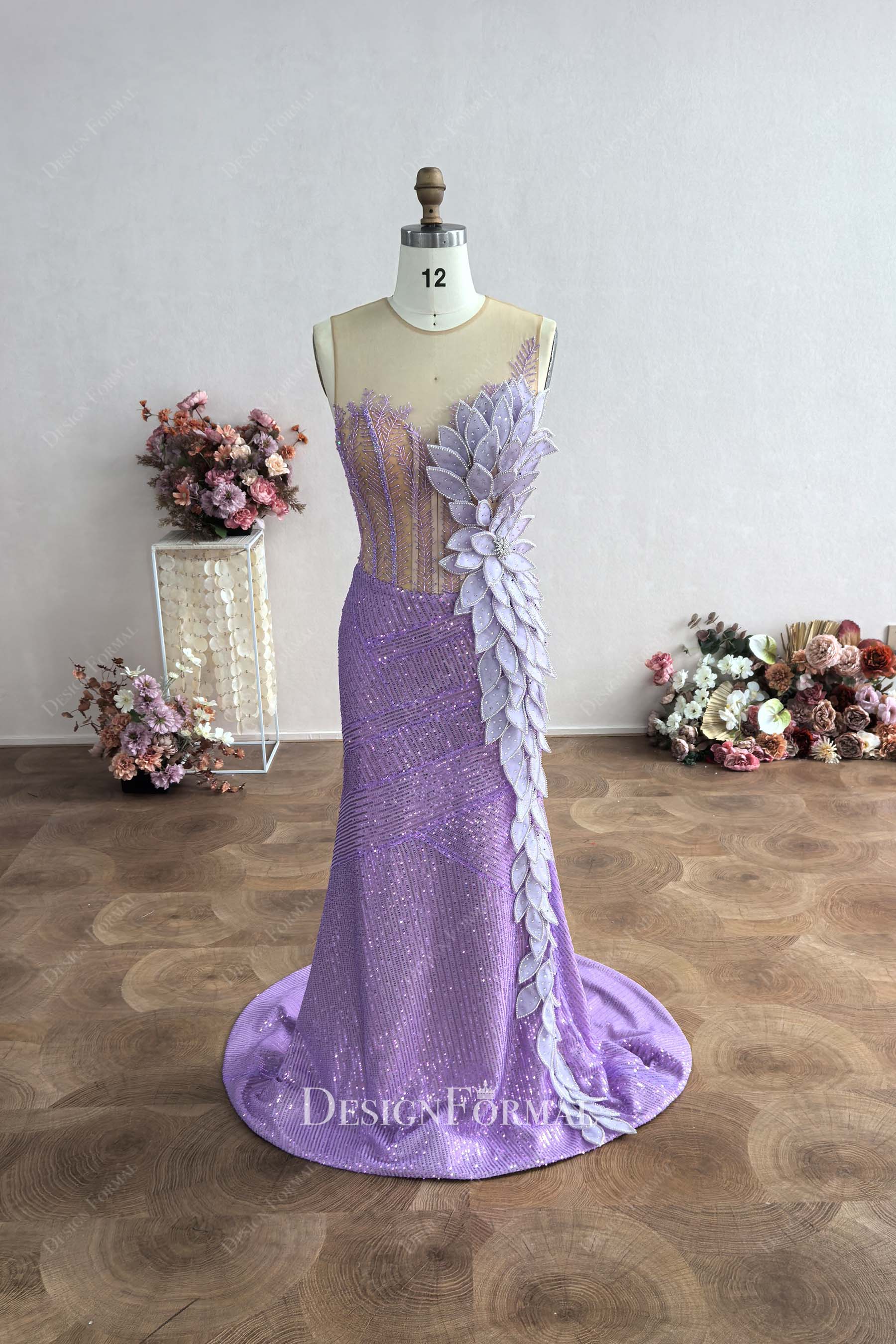 Custom Lilac Mermaid Senior Prom Dress