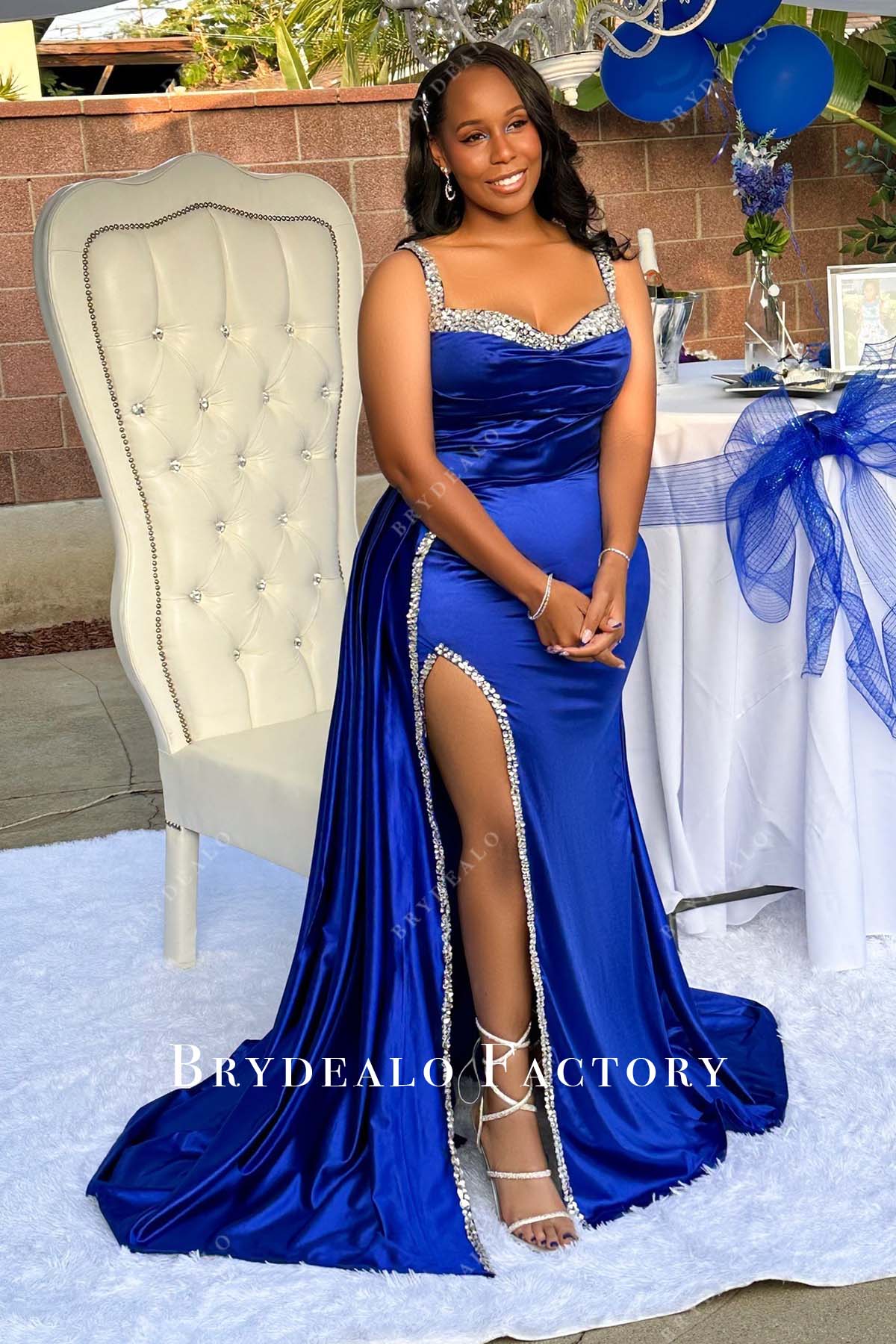custom royal blue mother of the bride & groom dress