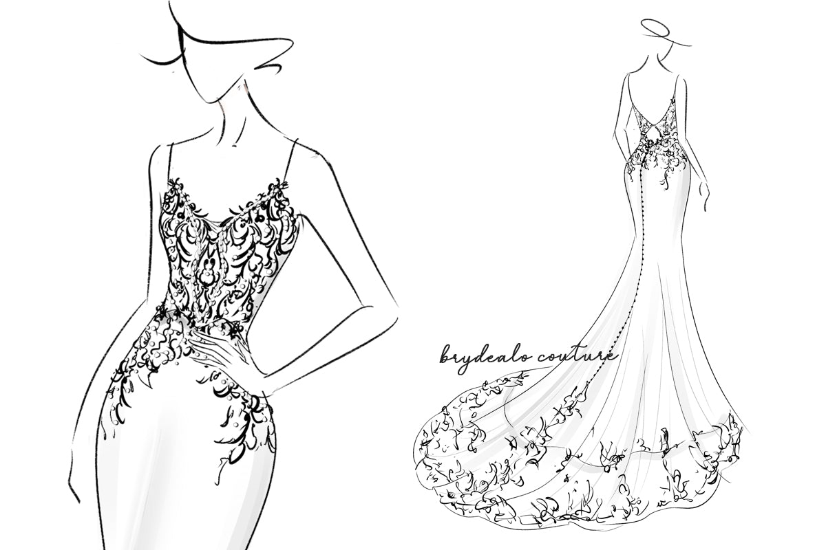 custom prom formal wedding dress sketch - designformal