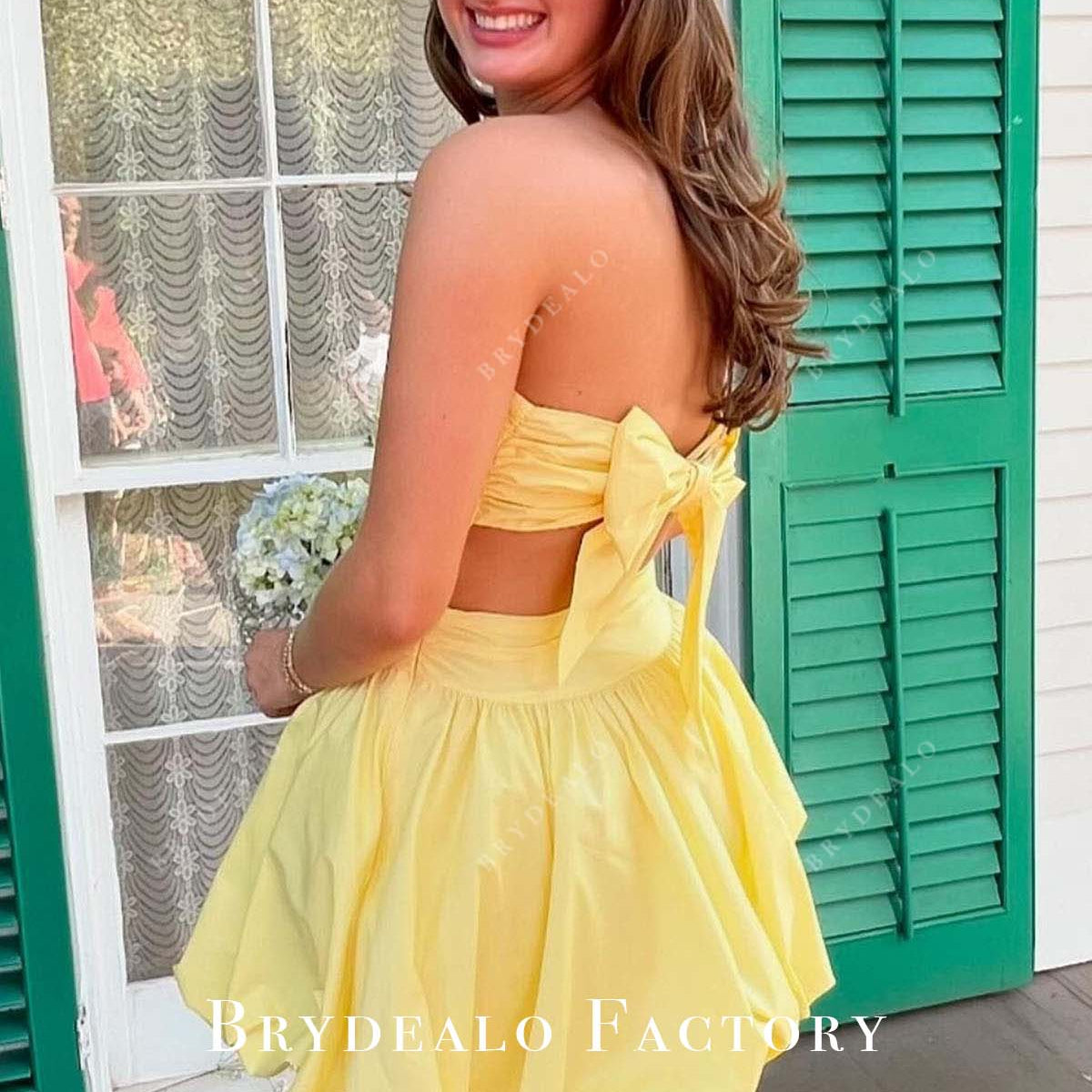 Daffodil Strapless Puffy Short A-Line Homecoming Dress Daffodil Strapless Puffy Short A-Line Homecoming Dress