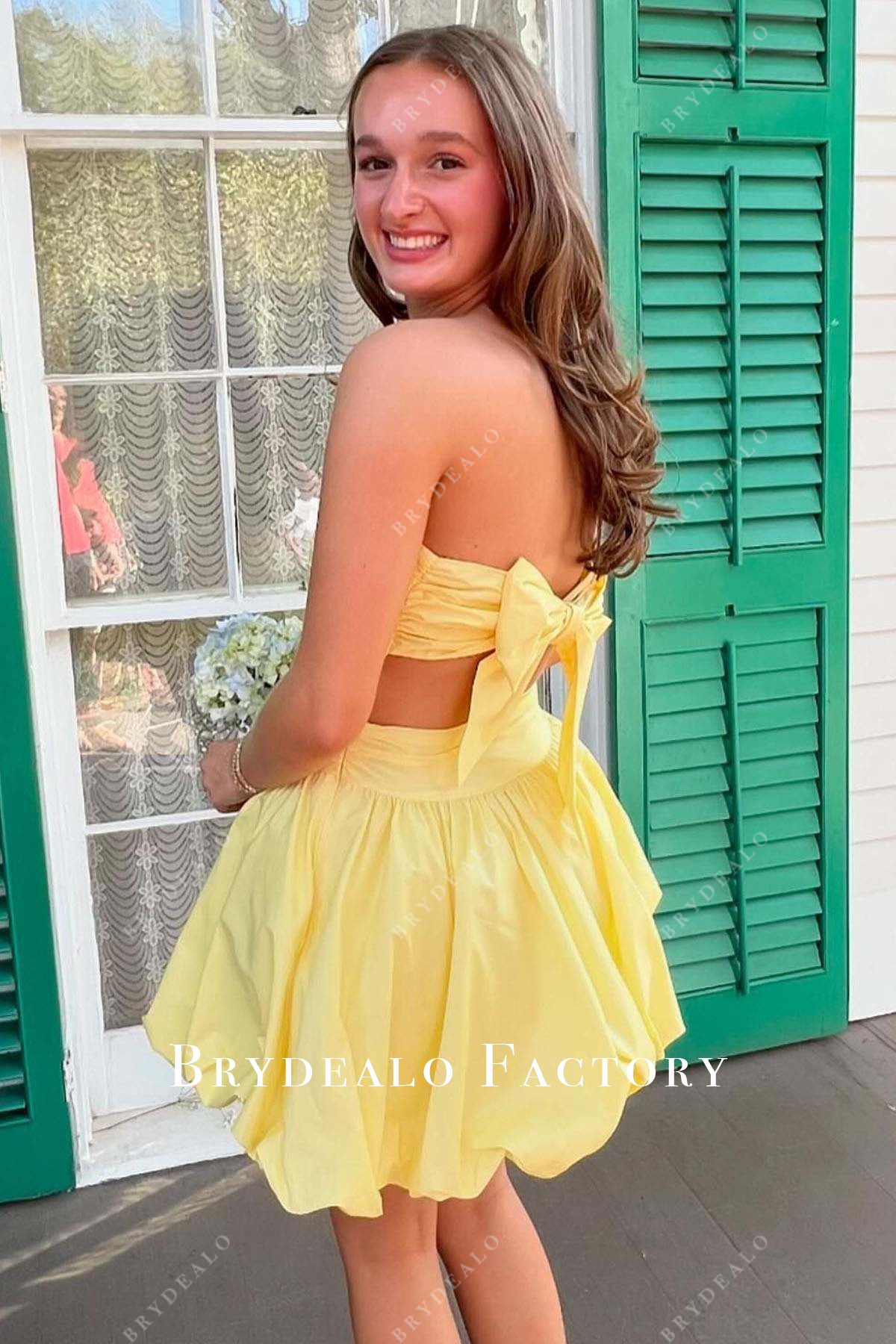 daffodil bowknot puffy homecoming dress