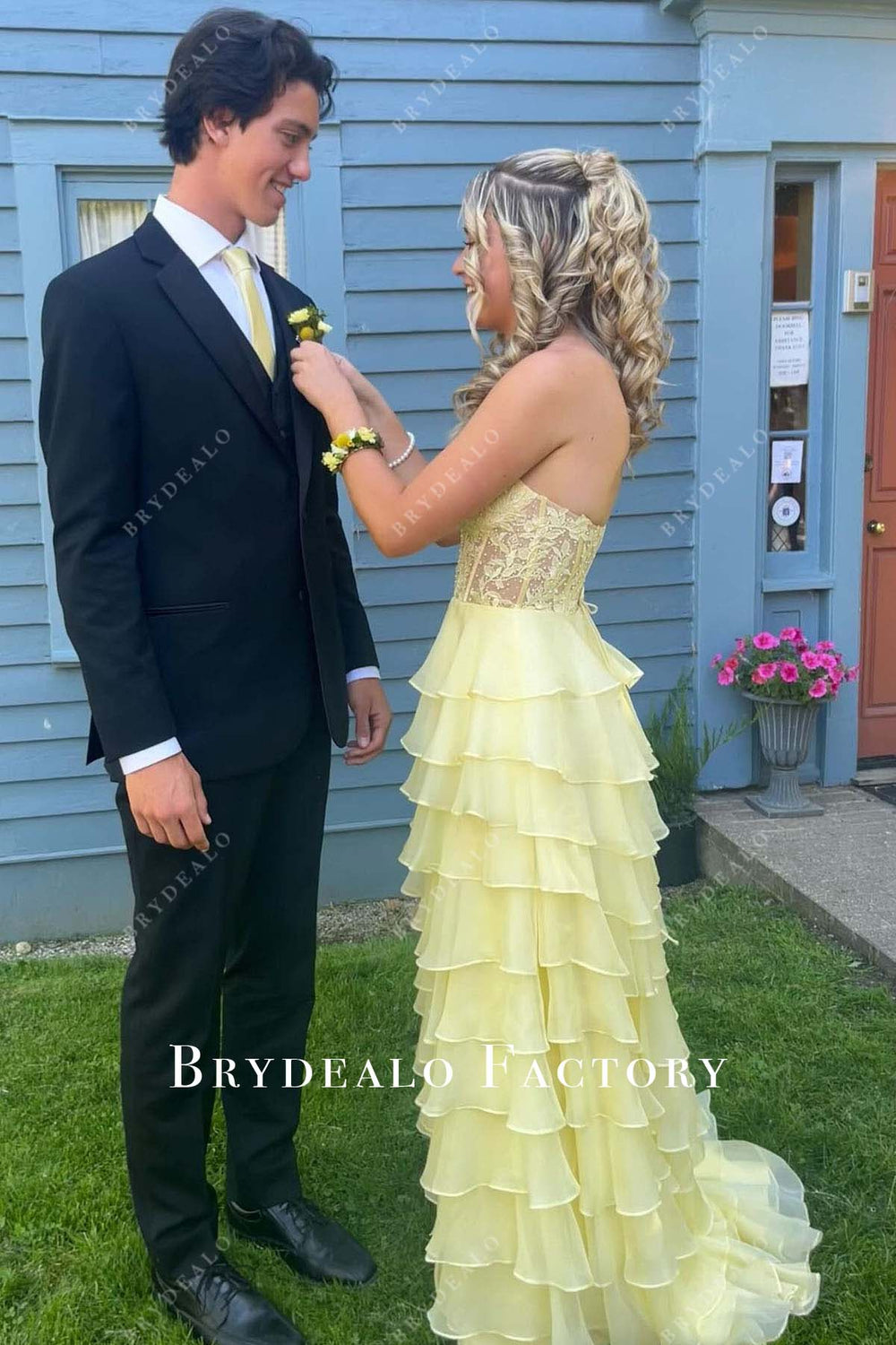 Daffodil Tiered Strapless Short A-Line Homecoming Dress