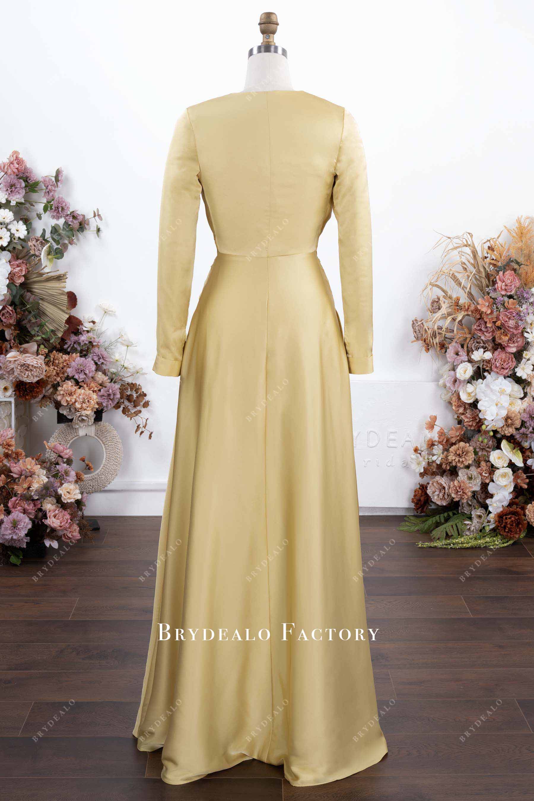 daffodil satin full back evening dress